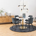 Corby Round Dining Table with White Polished Marble Top & Gold Base - image 3
