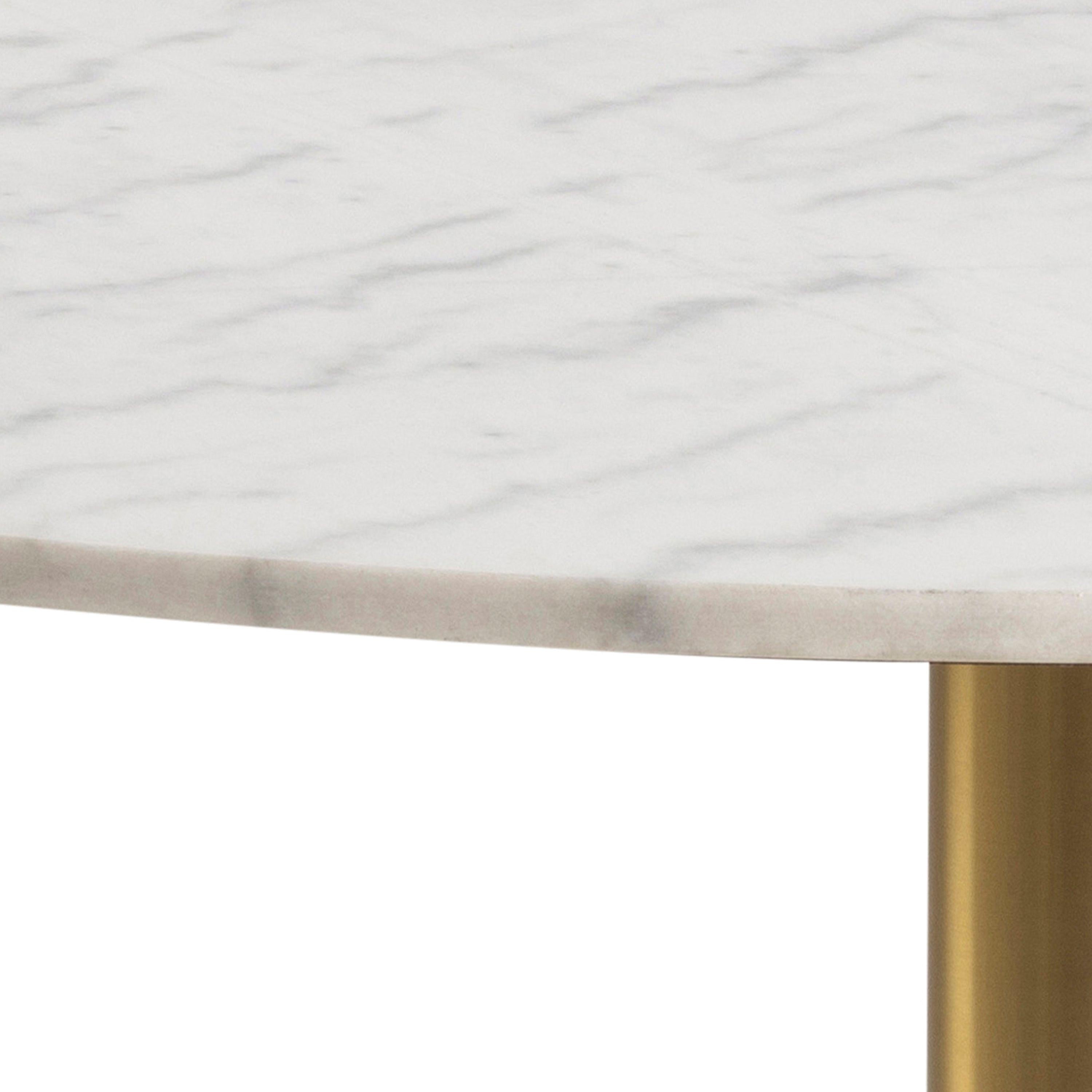 Corby Round Dining Table with White Polished Marble Top & Gold Base inc 4 Batilda Dining Chairs in Copper - image 3