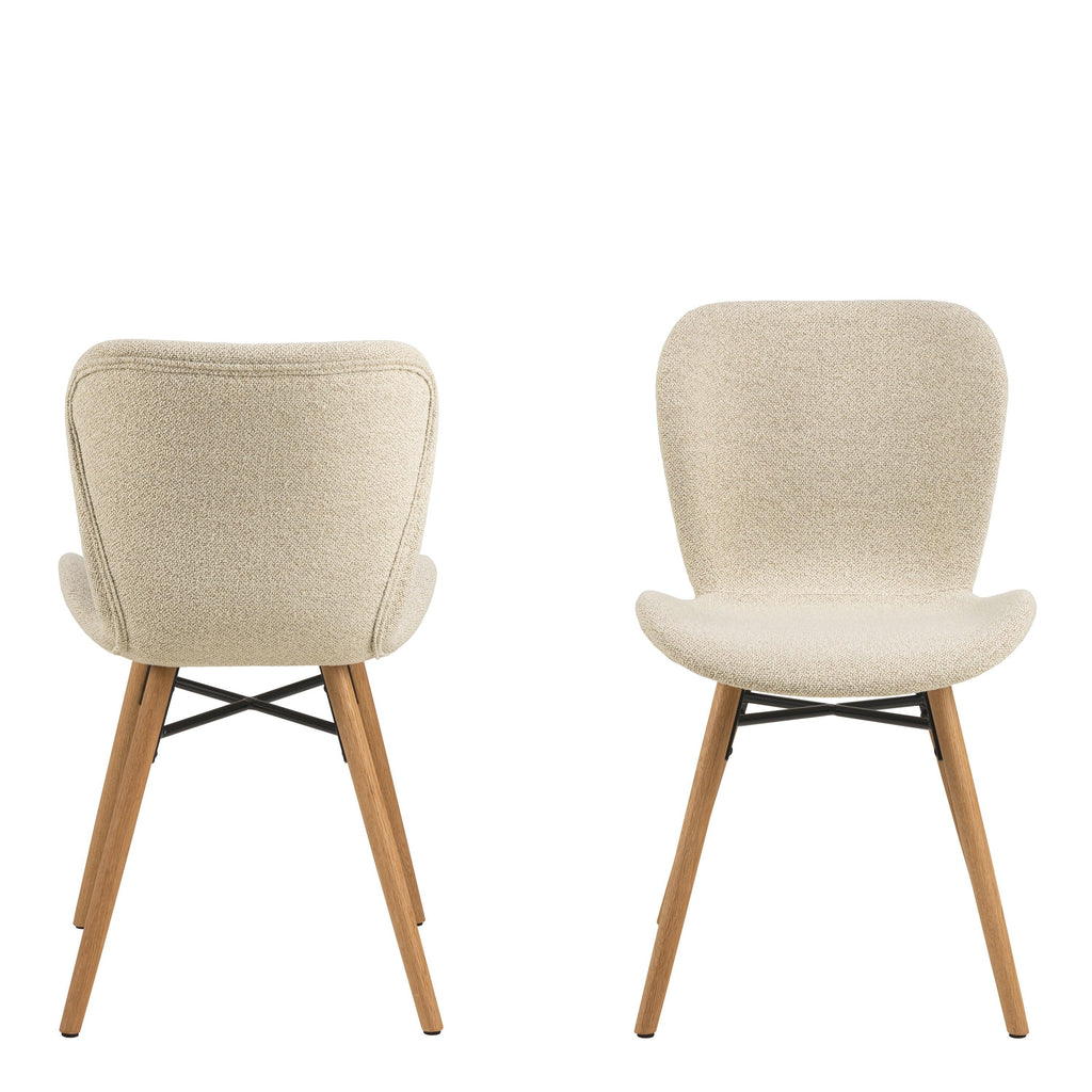 Corby Round Dining Table with White Polished Marble Top & Gold Base inc 4 Batilda Dining Chairs in Cream/Oak Legs - image 6