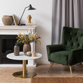 Corby Round Coffee Table with White Polished Marble Top & Gold Base - image 2