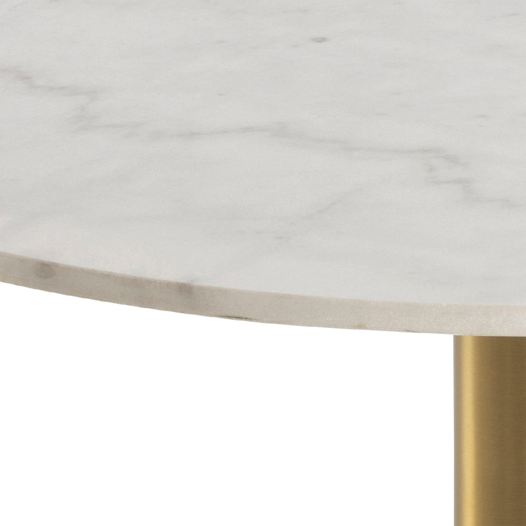 Corby Round Coffee Table with White Polished Marble Top & Gold Base - image 4