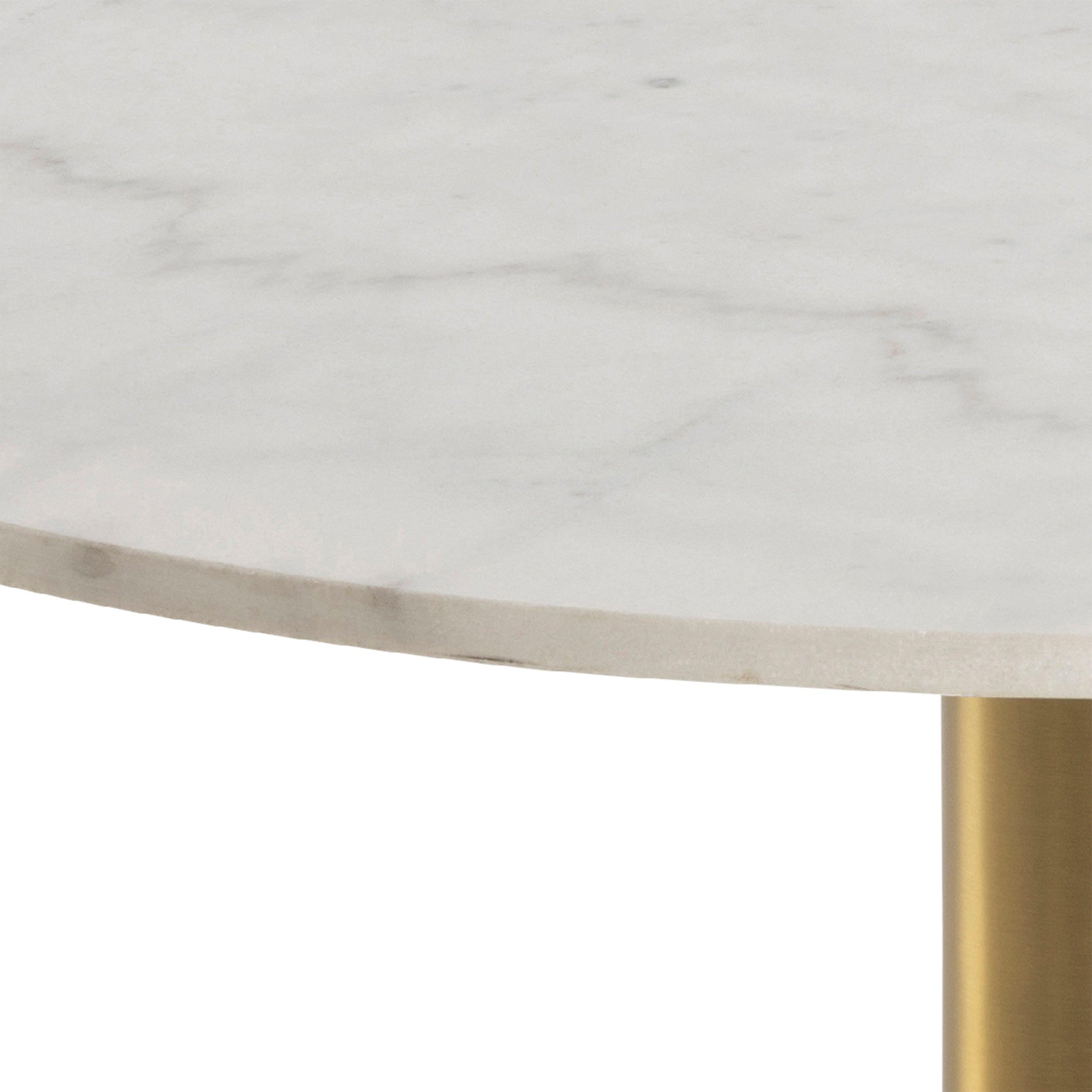 Corby Round Coffee Table with White Polished Marble Top & Gold Base - image 4