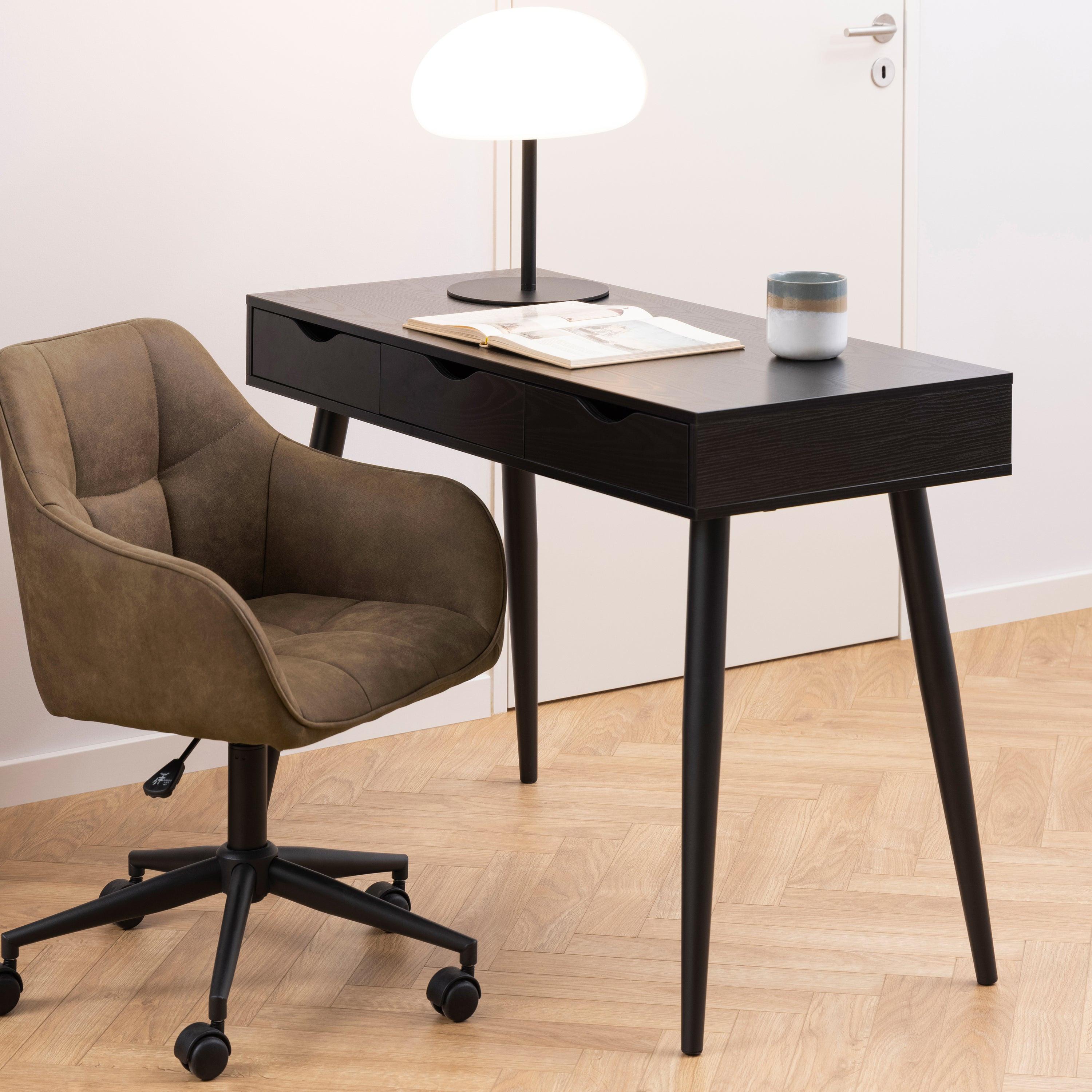 Neptun 3 Drawer Office Desk in Black - image 6