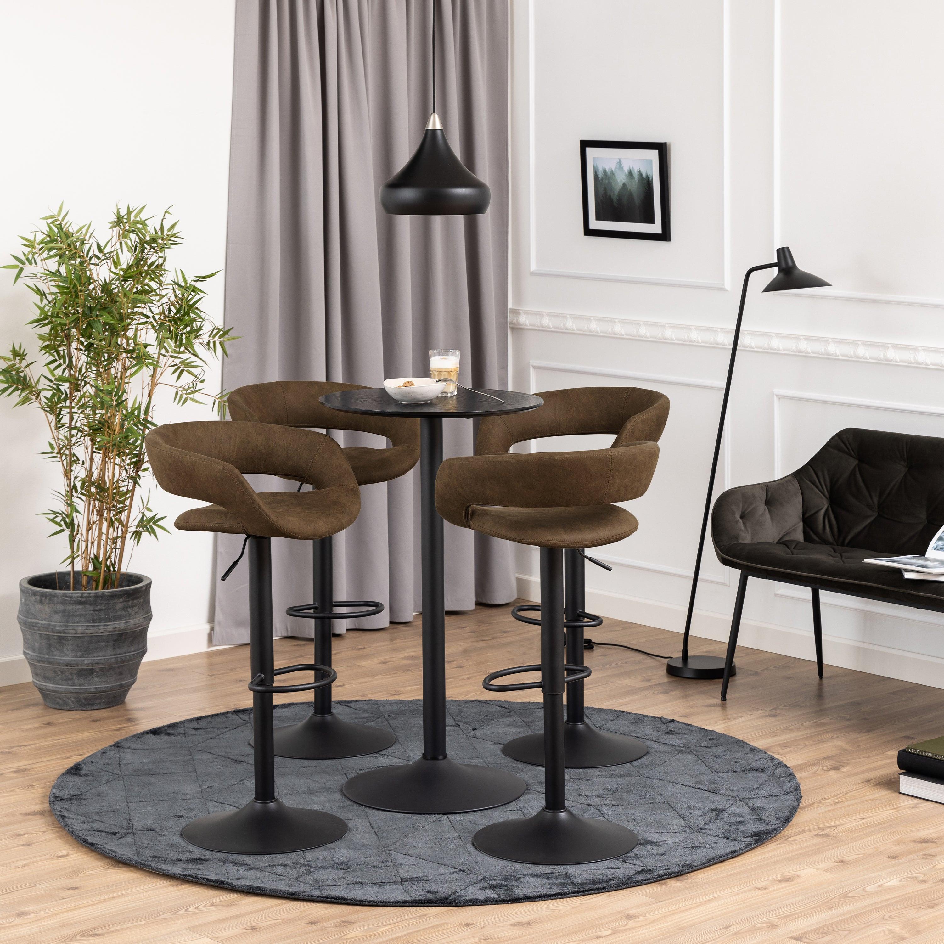 Ibiza Tall Round Bar Table with Black Ash Top and Matt Black Base - image 3