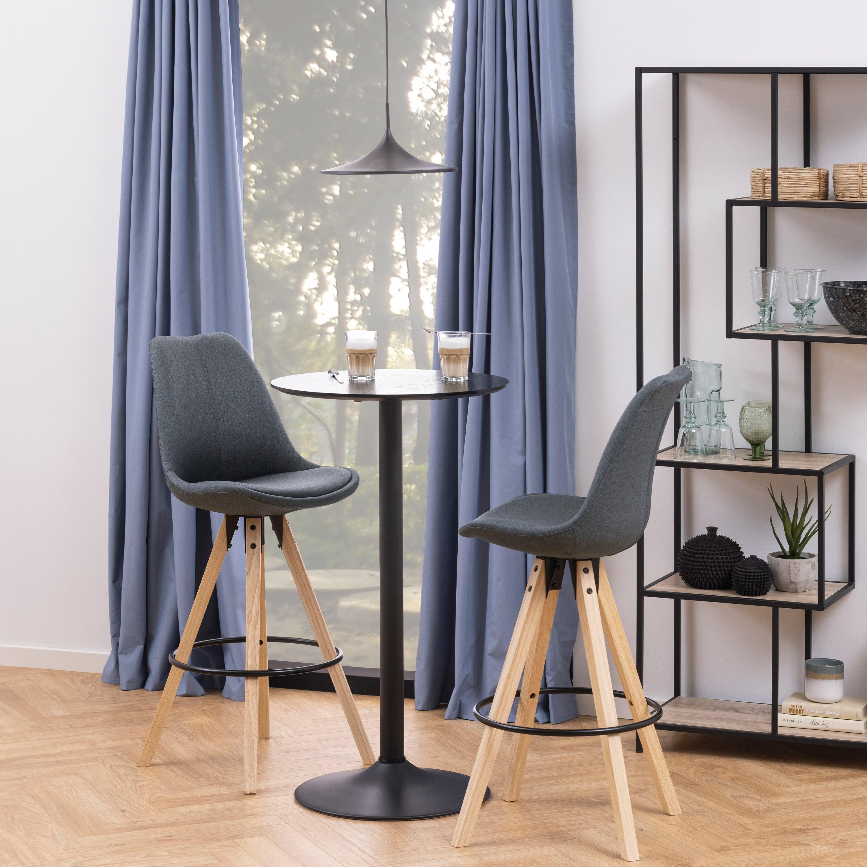 Ibiza Tall Round Bar Table with Black Ash Top and Matt Black Base - image 5