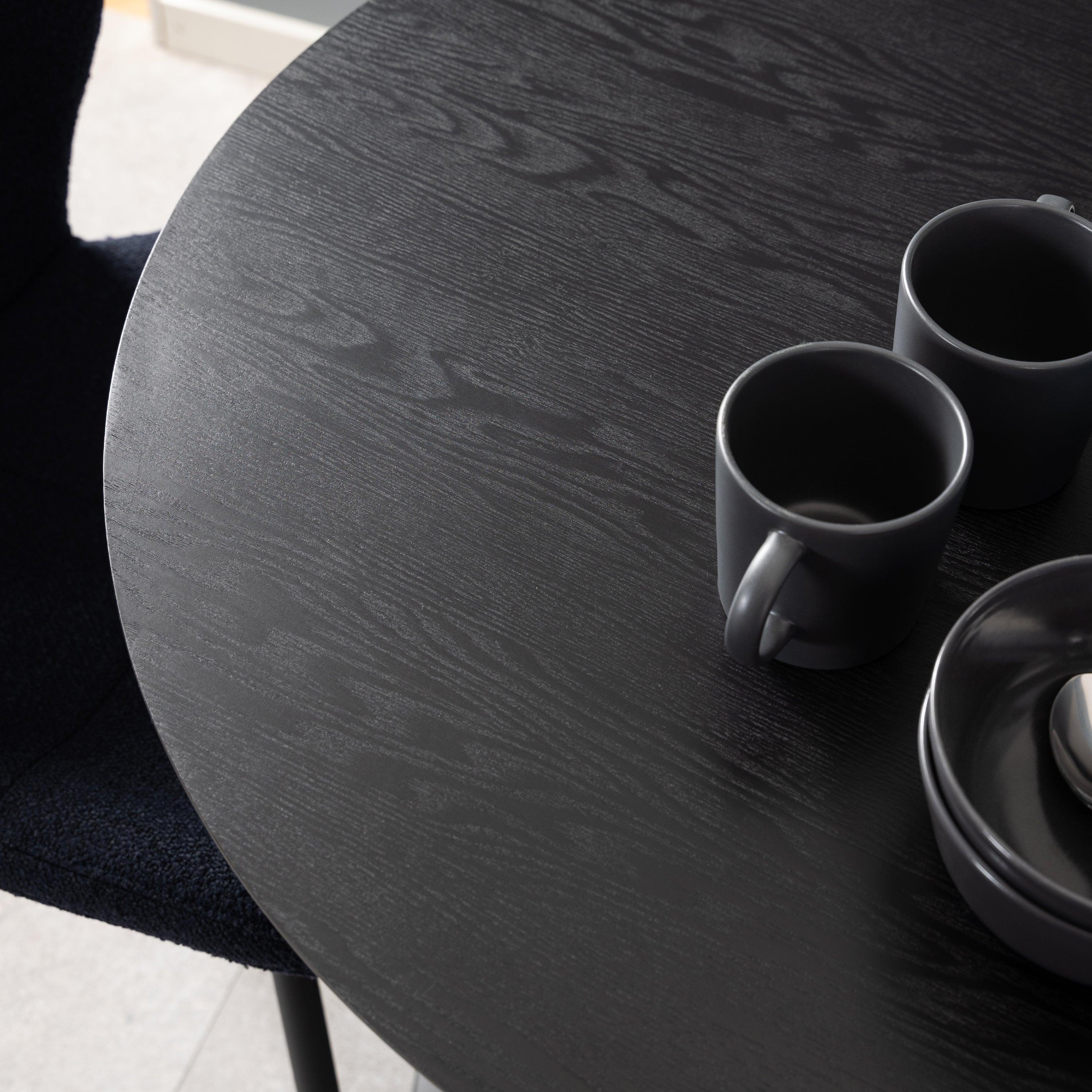 Ibiza Small Round CafÃ© Table with Black Ash Top and Matt Black Base - image 5