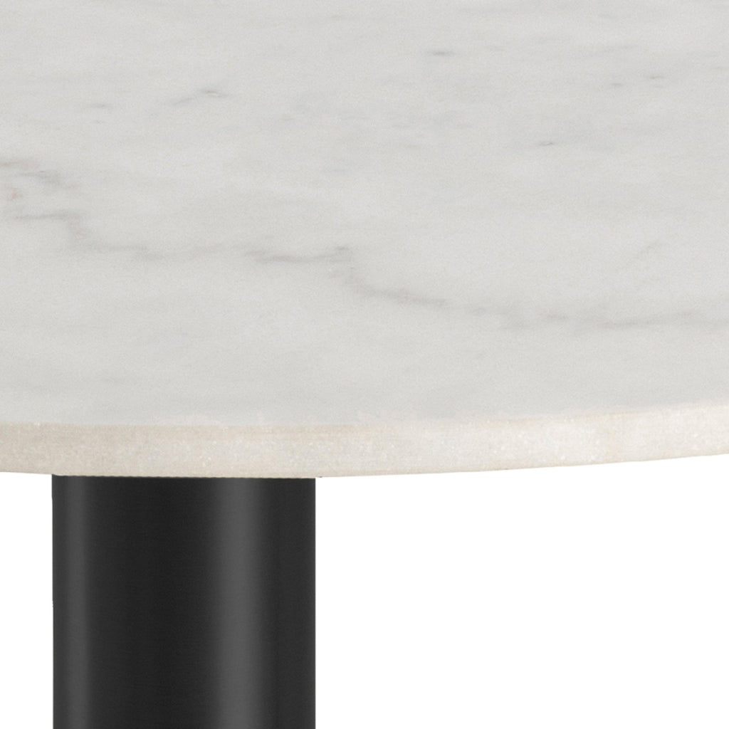 Corby Round Dining Table with White Polished Marble Top & Black Base - image 4