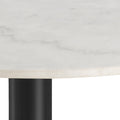Corby Round Dining Table with White Polished Marble Top & Black Base - image 4