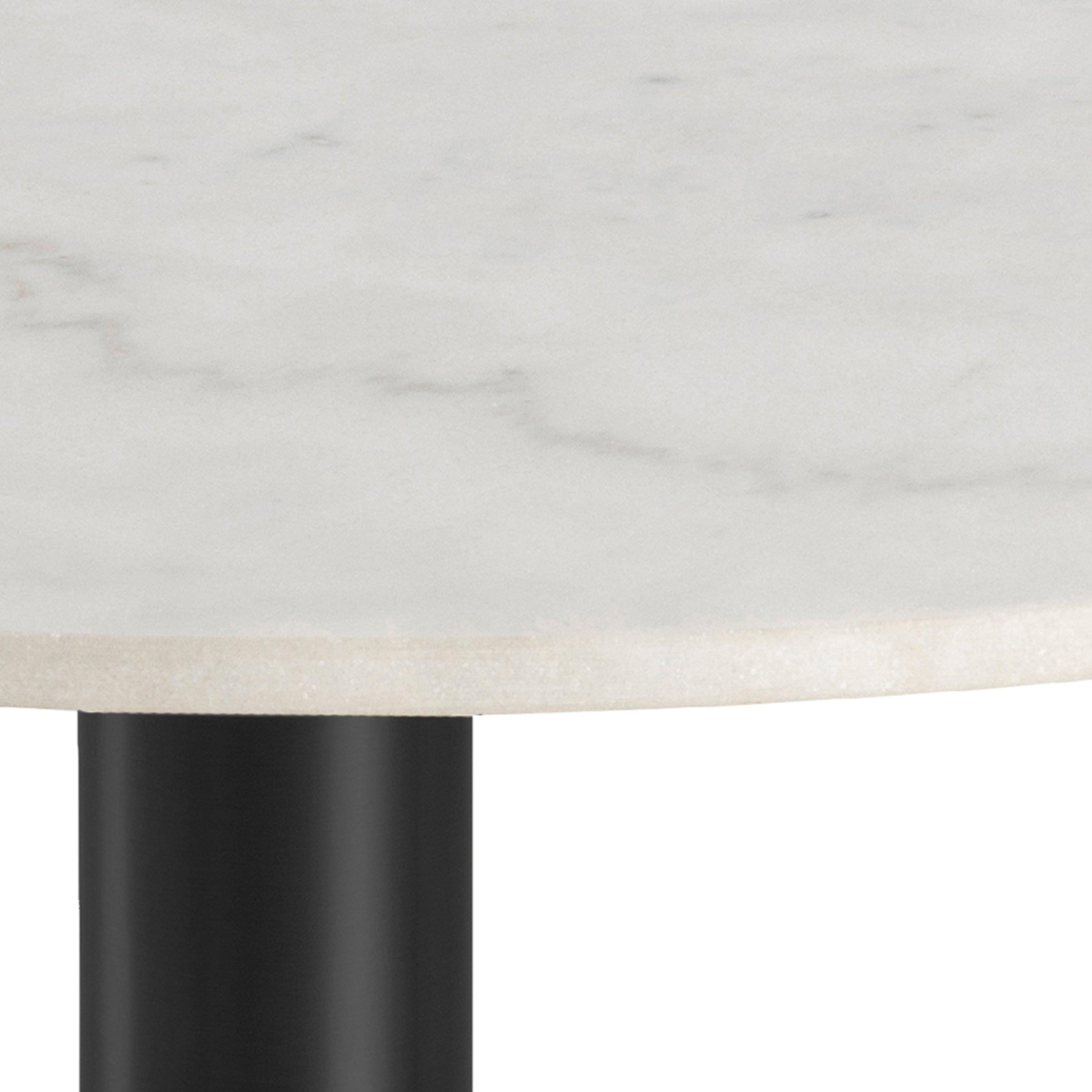 Corby Round Dining Table with White Polished Marble Top & Black Base - image 4