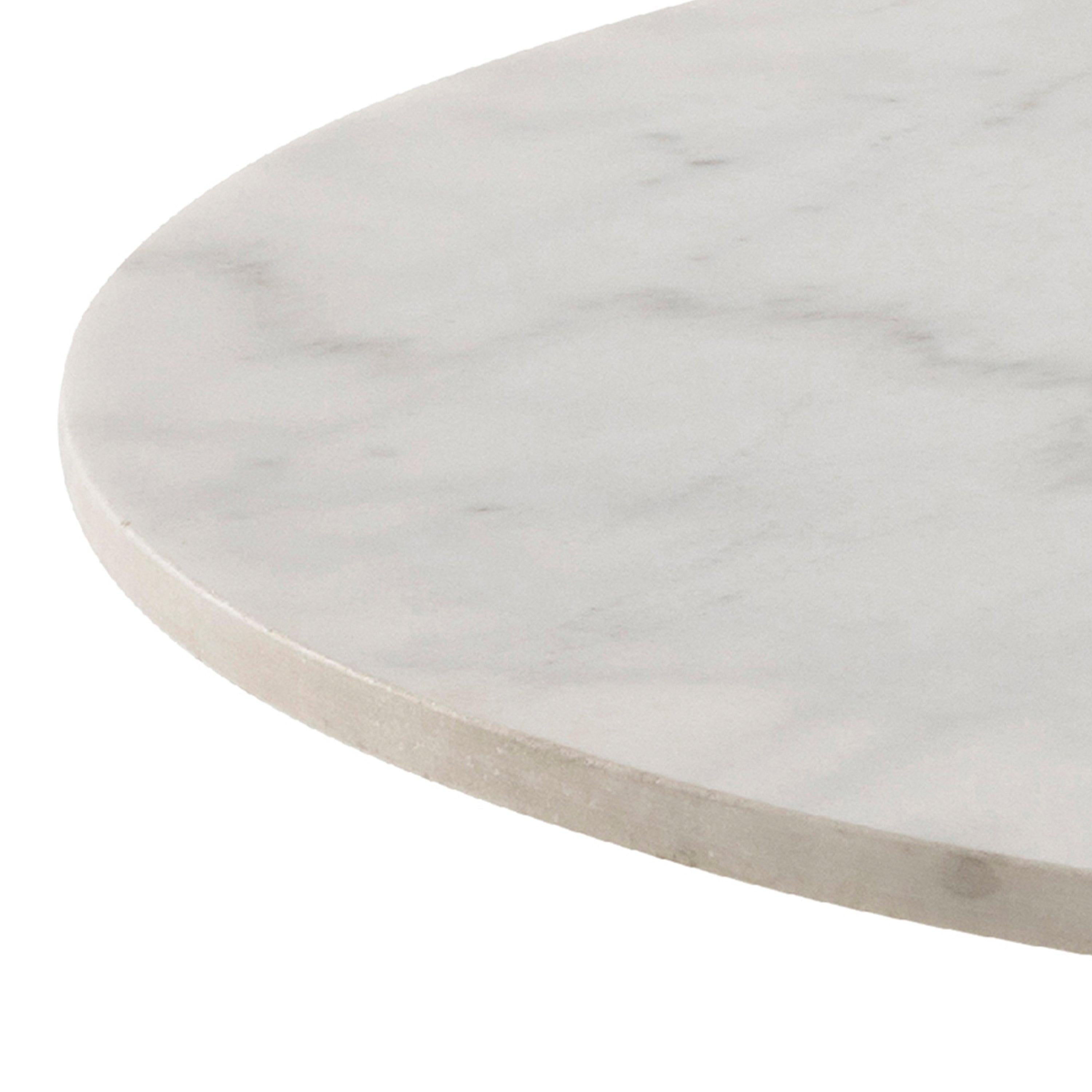 Corby Round Dining Table with White Polished Marble Top & Black Base includes 4 Batilda Dining Chairs in Grey/Oak - image 3