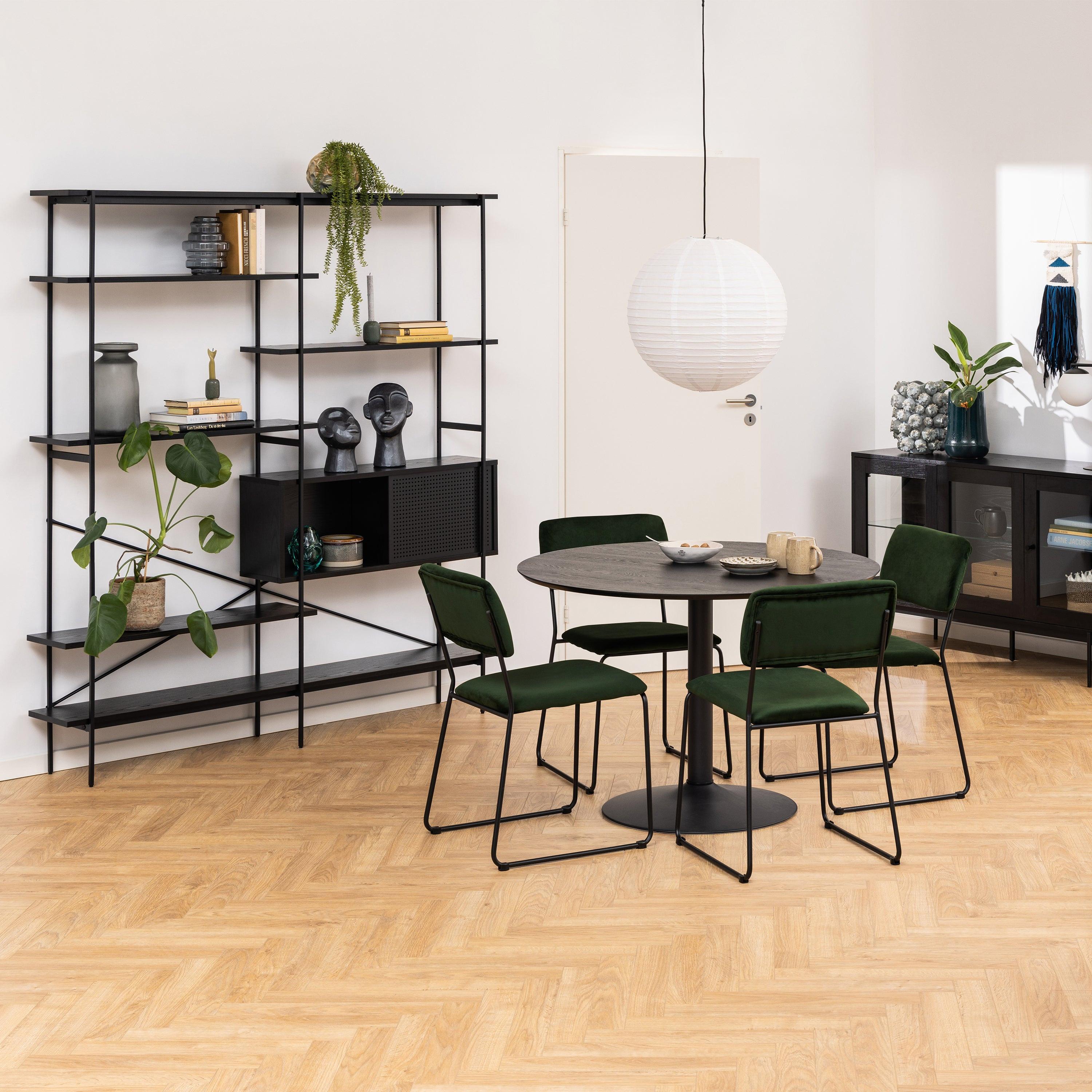 Ibiza Round Dining Table with Black Ash Top and Matt Black Base - image 2