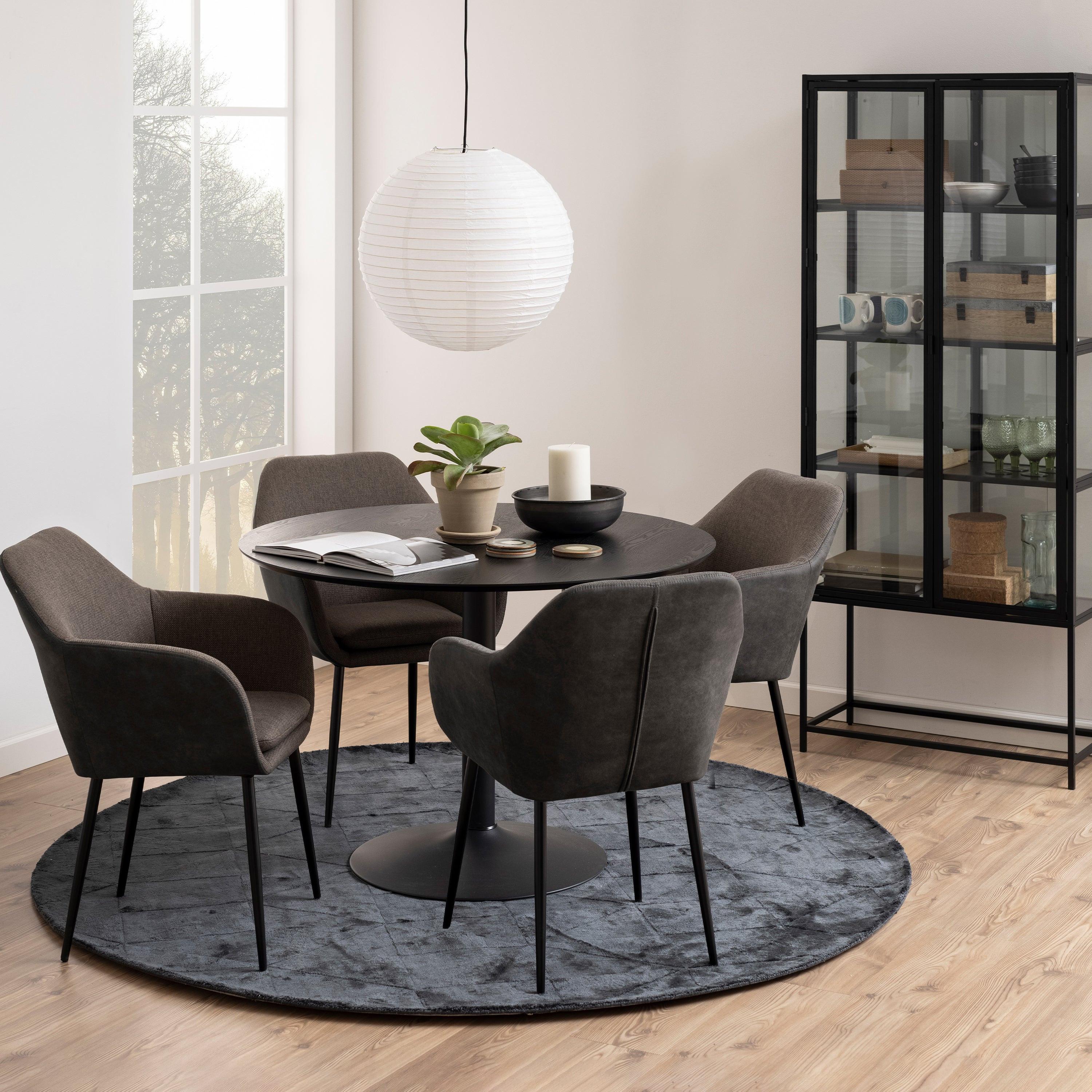 Ibiza Round Dining Table with Black Ash Top and Matt Black Base - image 3