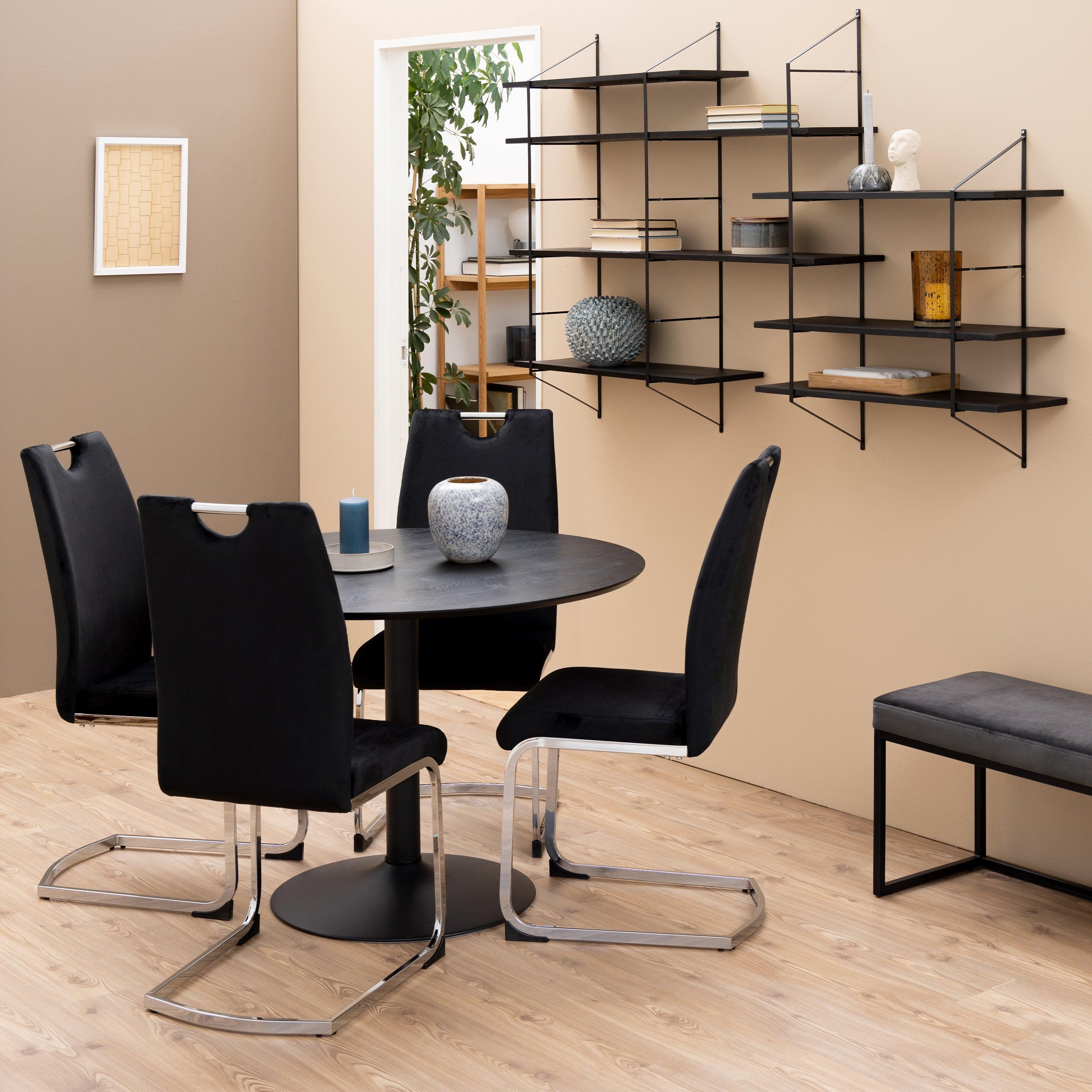 Ibiza Round Dining Table with Black Ash Top and Matt Black Base - image 4