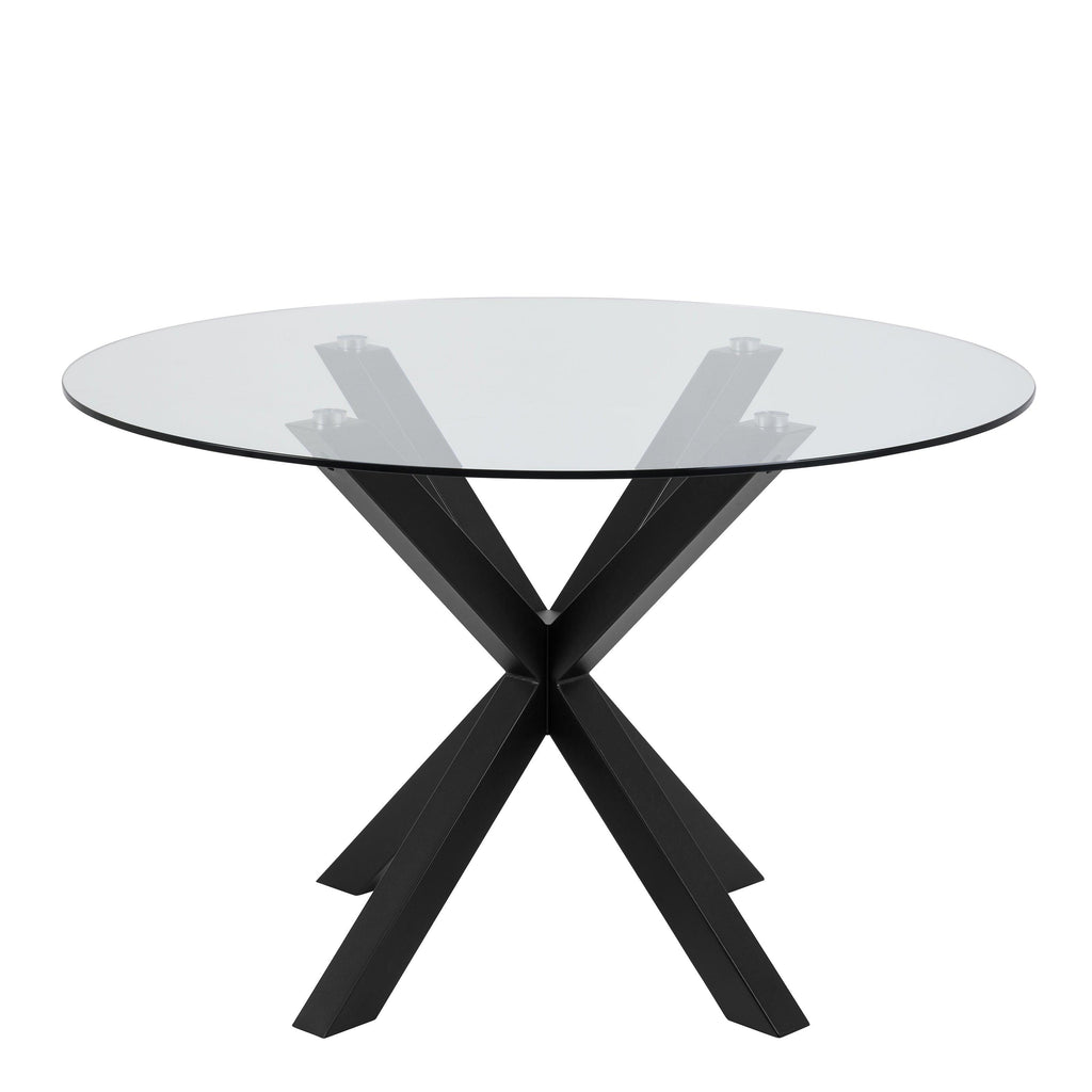 Heaven Round Dining Table with Clear Glass Top and Black Legs - image 2