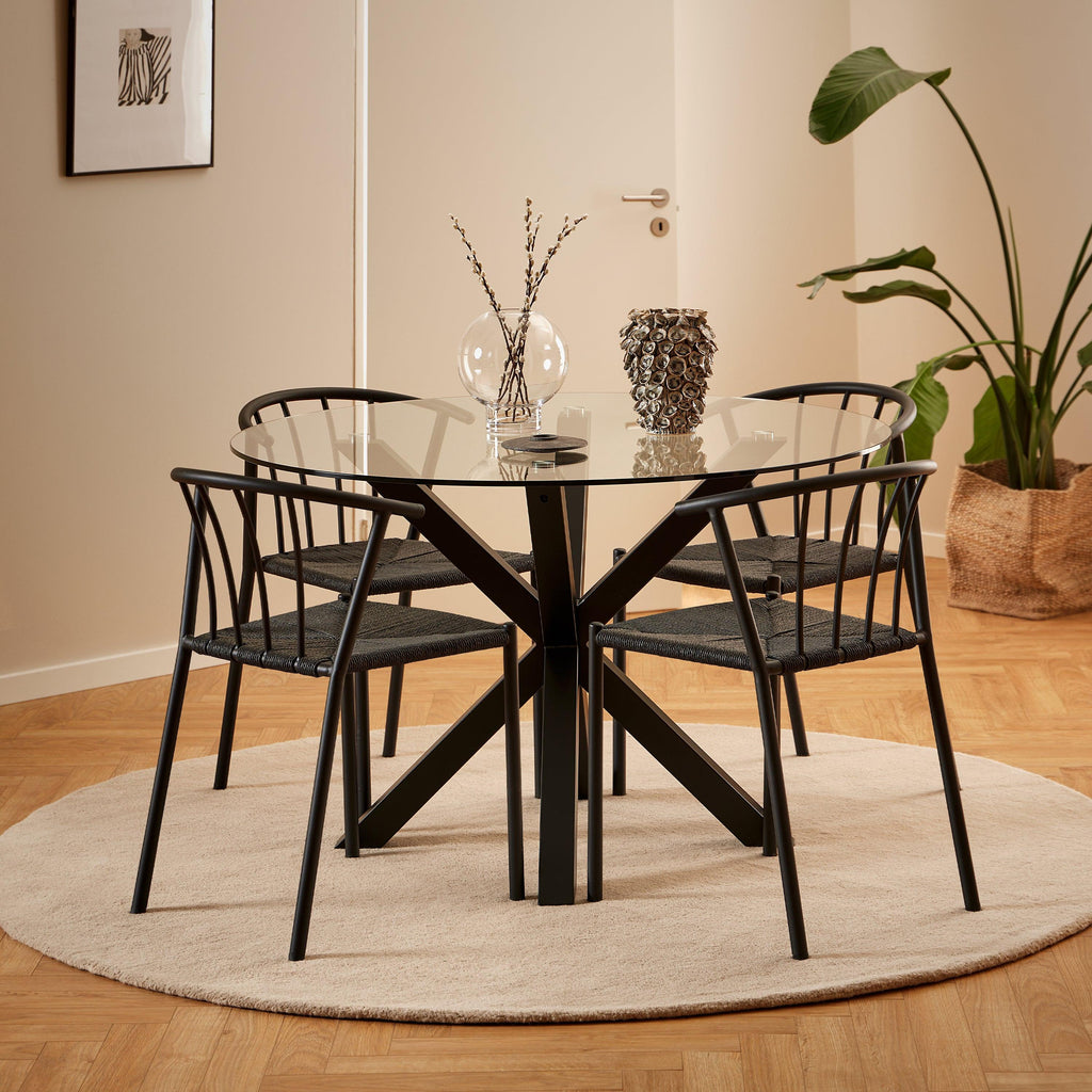 Heaven Round Dining Table with Clear Glass Top and Black Legs - image 4