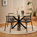 Heaven Round Dining Table with Clear Glass Top and Black Legs - image 4