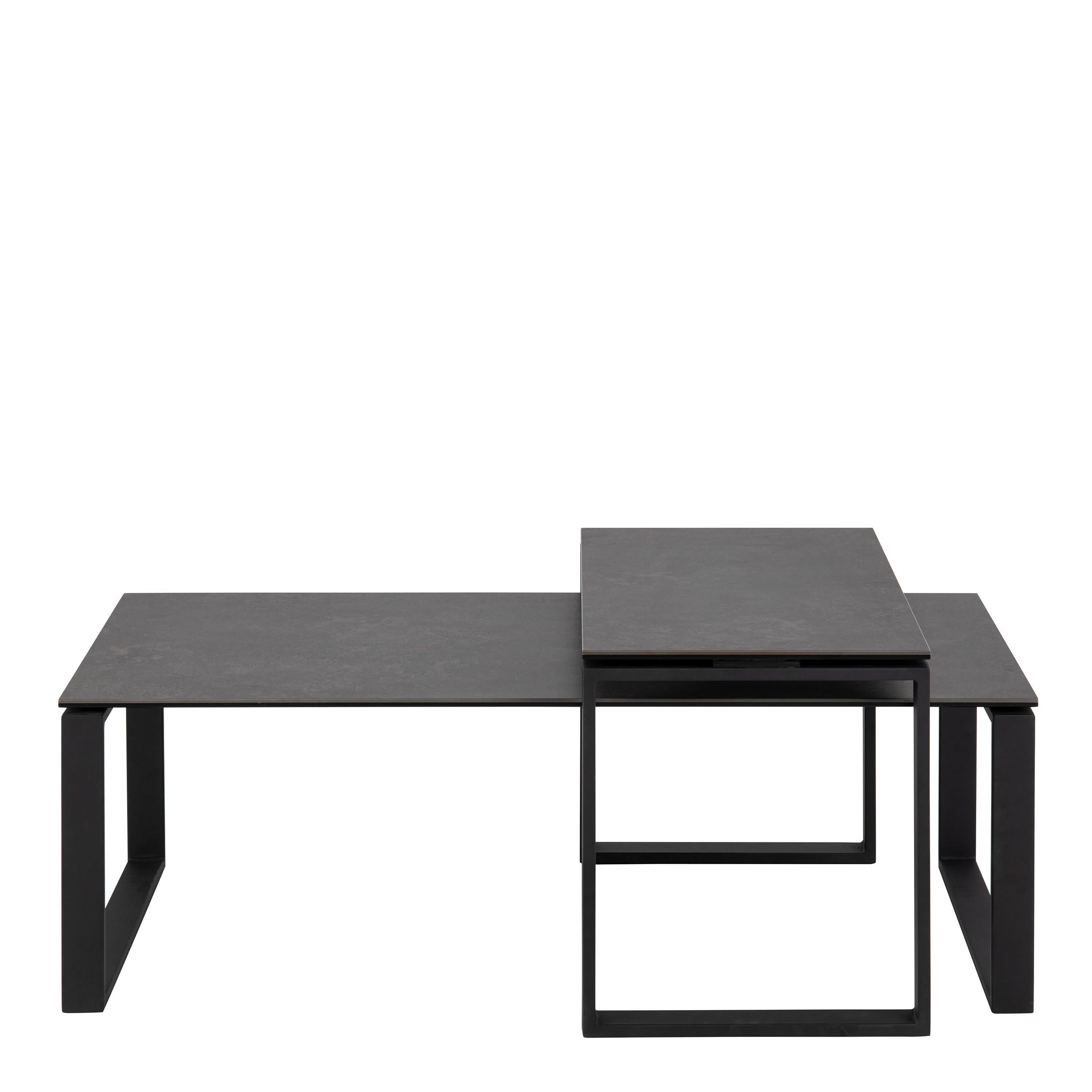 Katrine Ceramic Coffee Table Set in Black - image 2