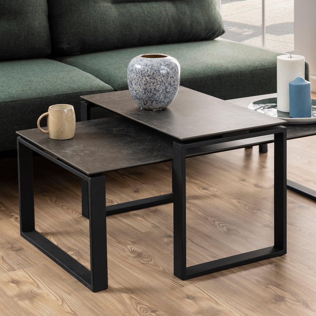Katrine Ceramic Coffee Table Set in Black - image 4