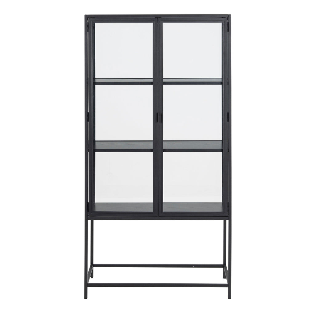Seaford 2 Glass Door Display Cabinet in Black - image 2