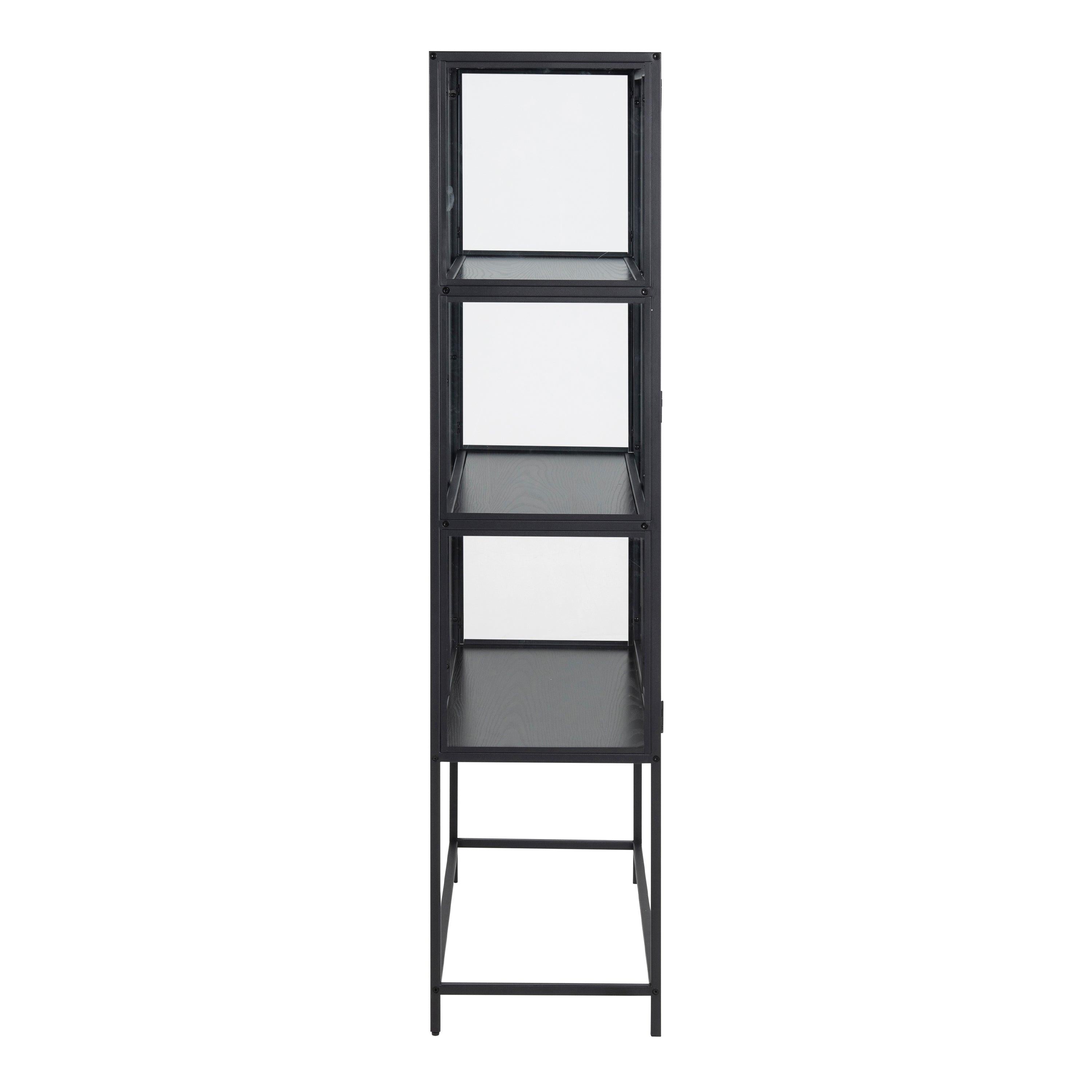 Seaford 2 Glass Door Display Cabinet in Black - image 3