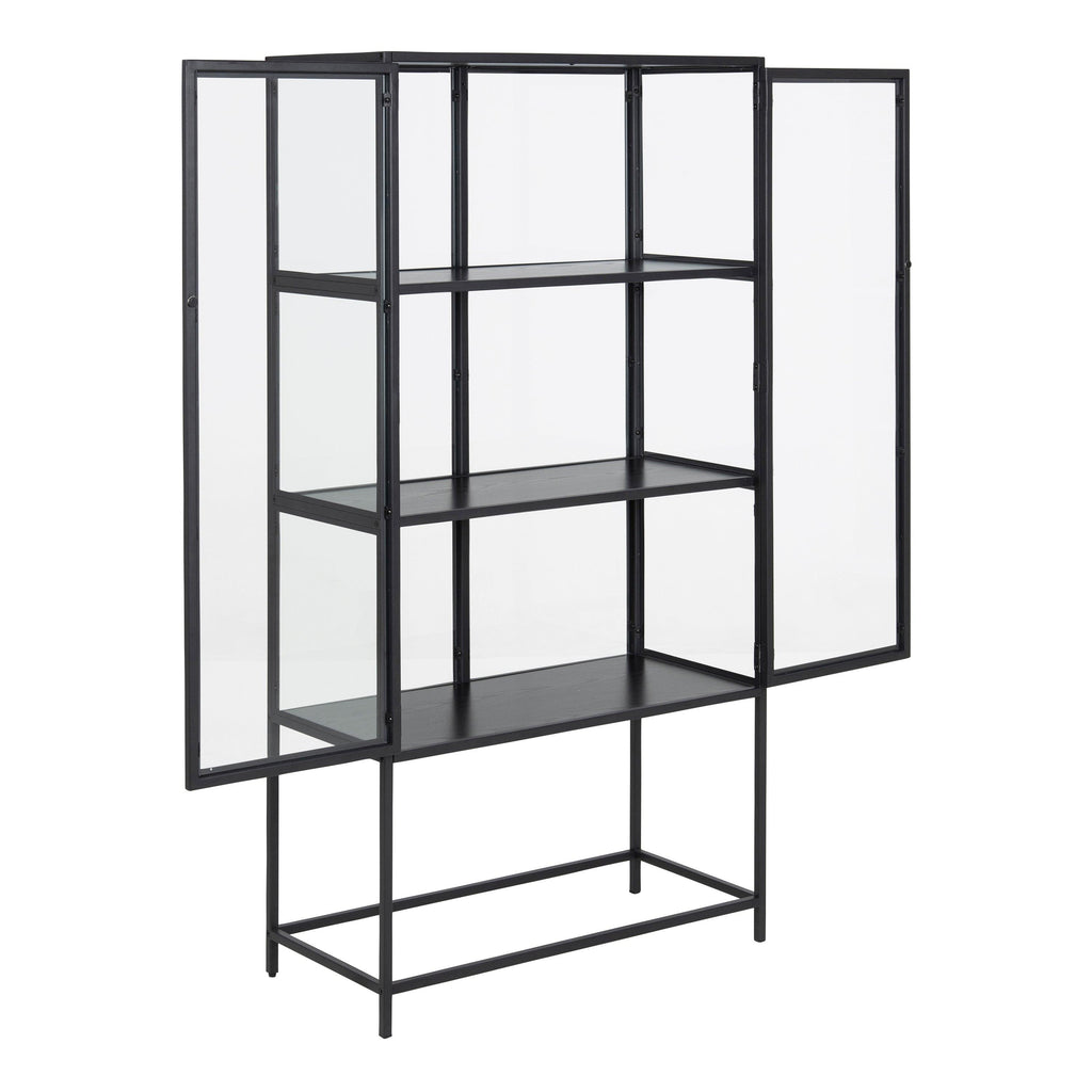 Seaford 2 Glass Door Display Cabinet in Black - image 4