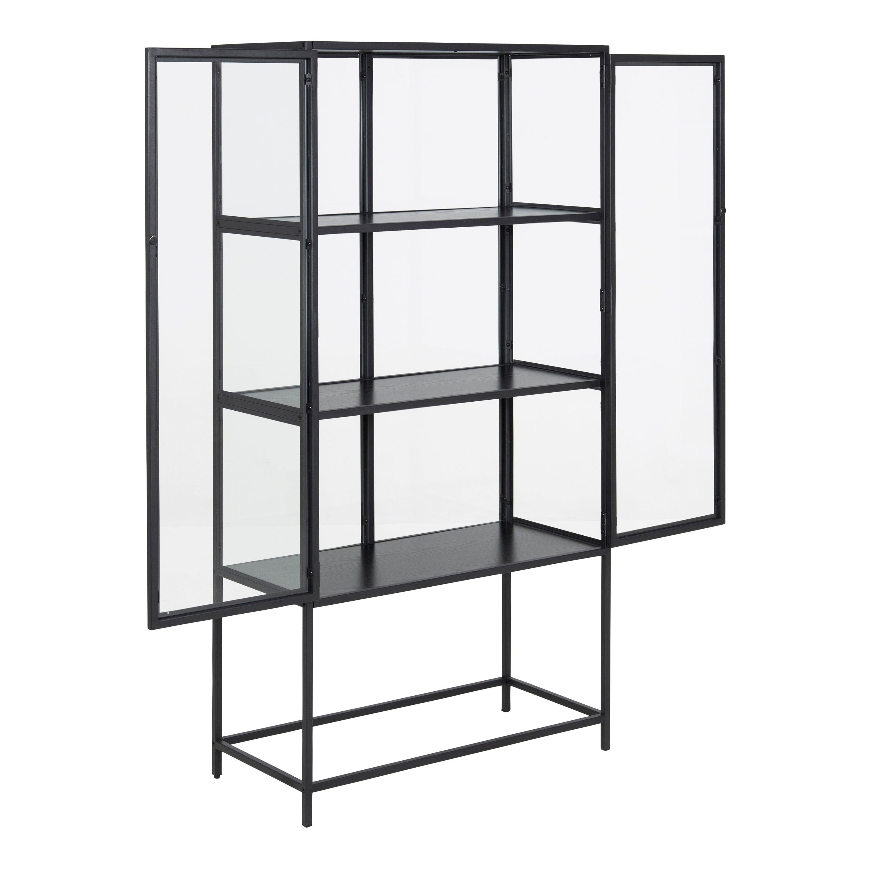 Seaford 2 Glass Door Display Cabinet in Black - image 4