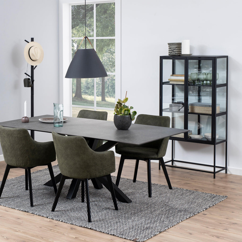 Seaford 2 Glass Door Display Cabinet in Black - image 6