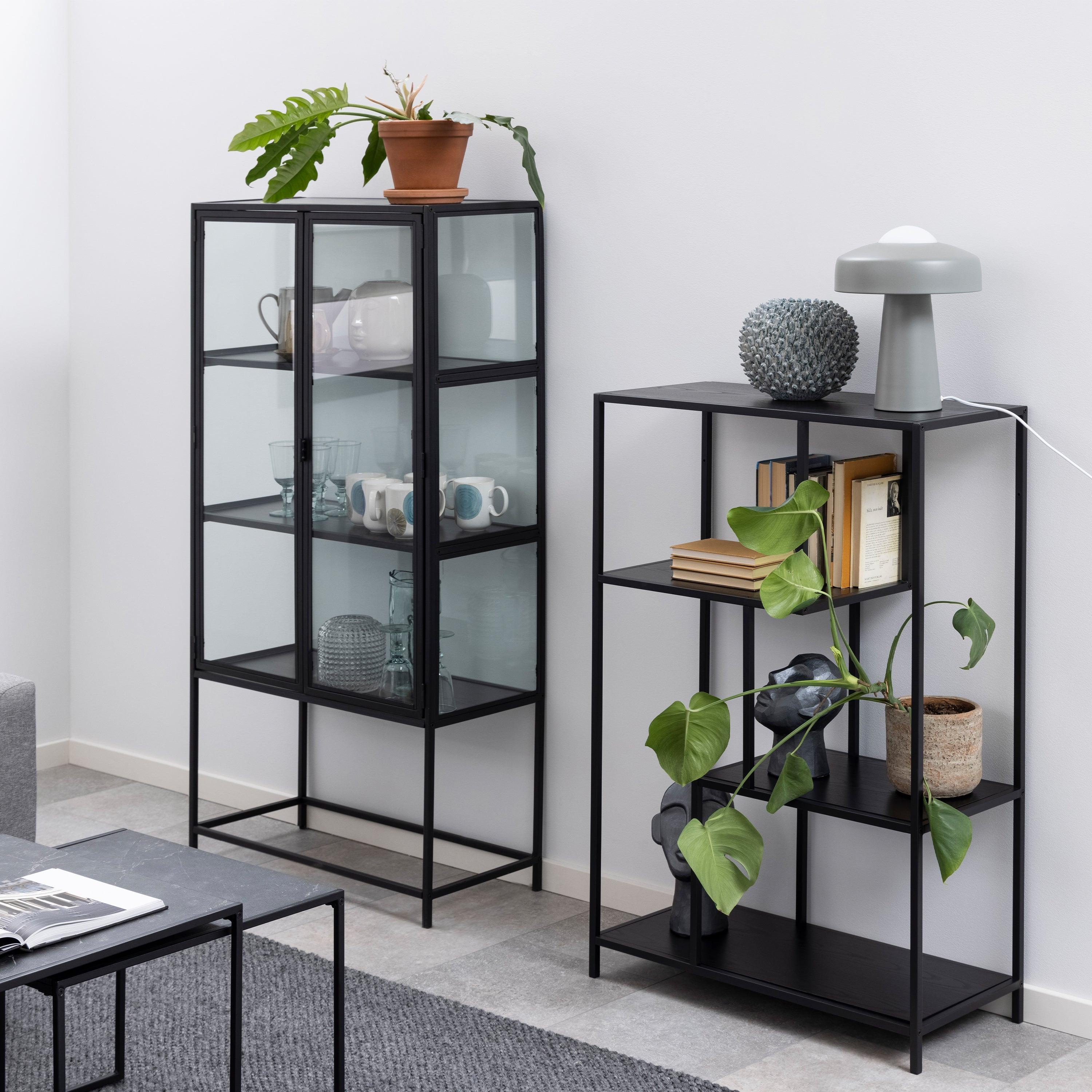 Seaford 2 Glass Door Display Cabinet in Black - image 7