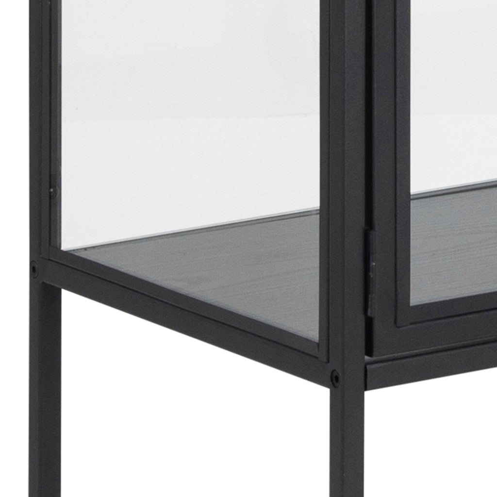Seaford 2 Glass Door Display Cabinet in Black - image 9