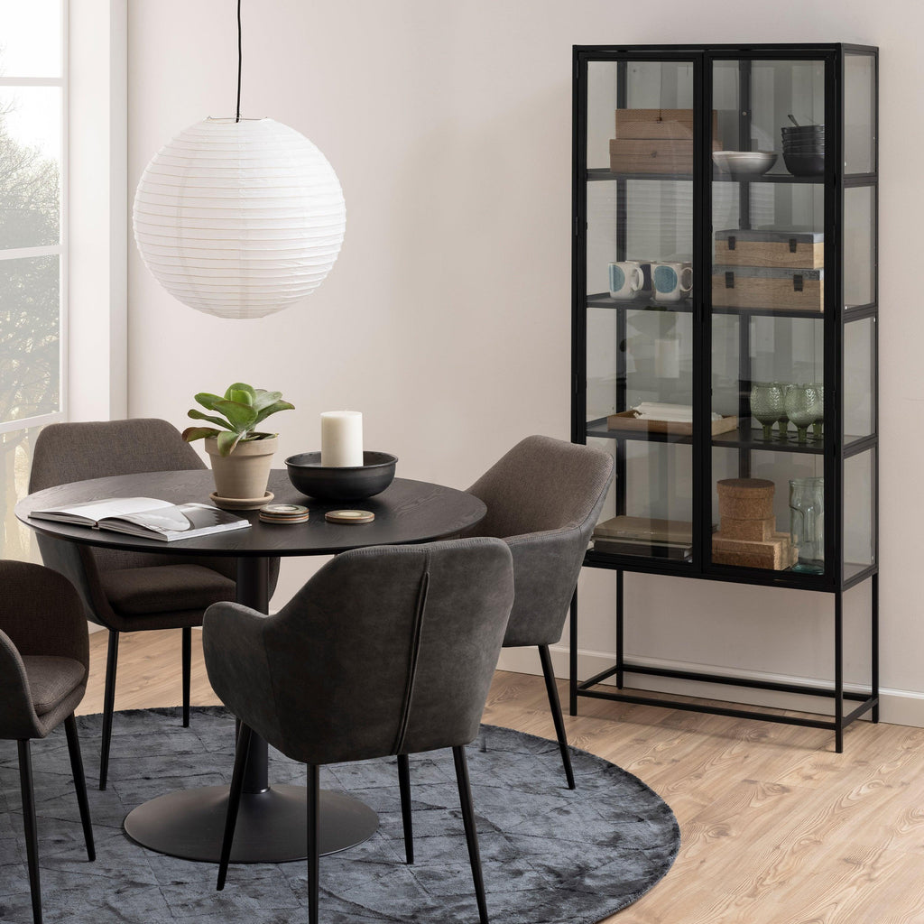 Seaford Tall Black Metal 2 Door Display Cabinet - image 5