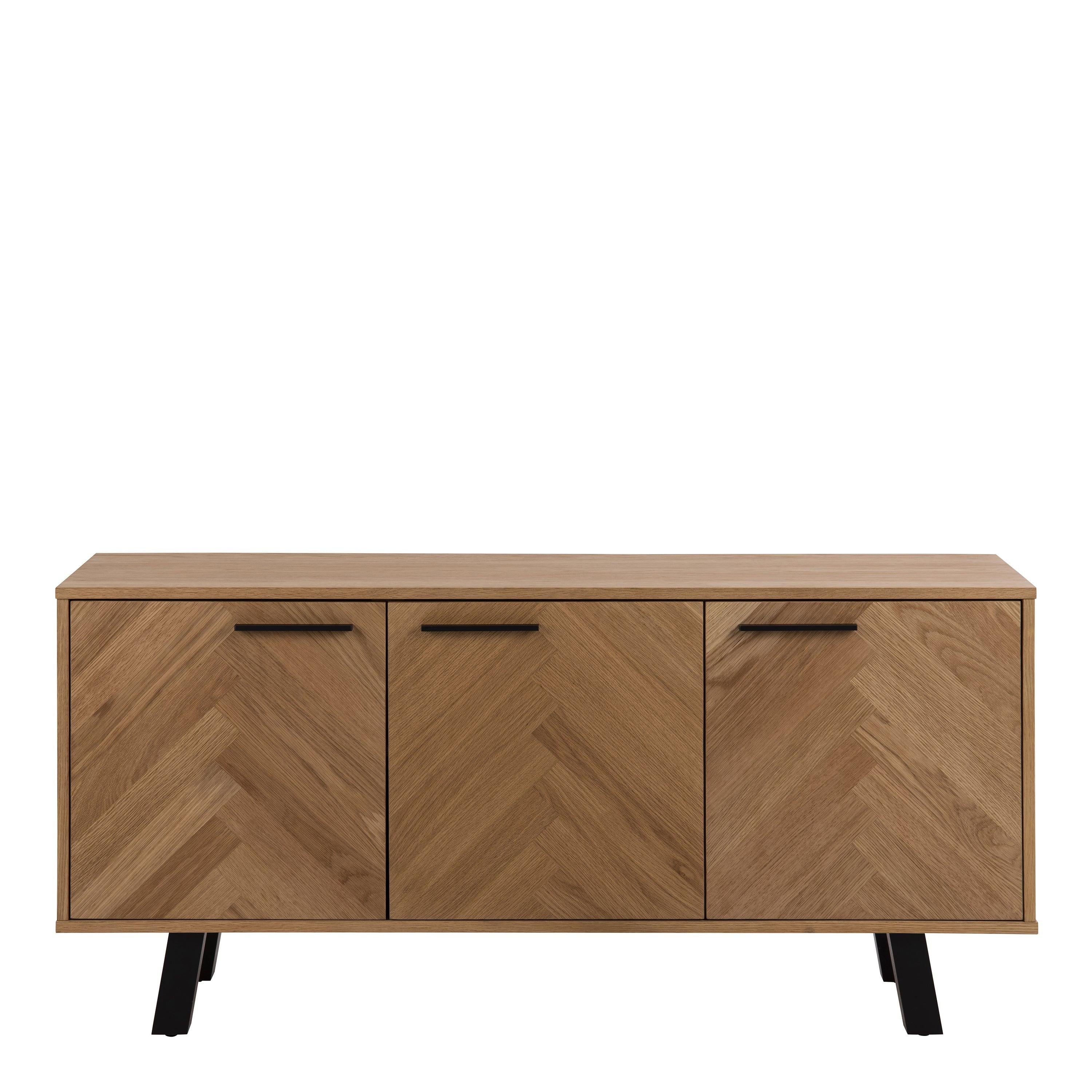Brighton 3 Door Sideboard in Oak with Herringbone Effect - image 2