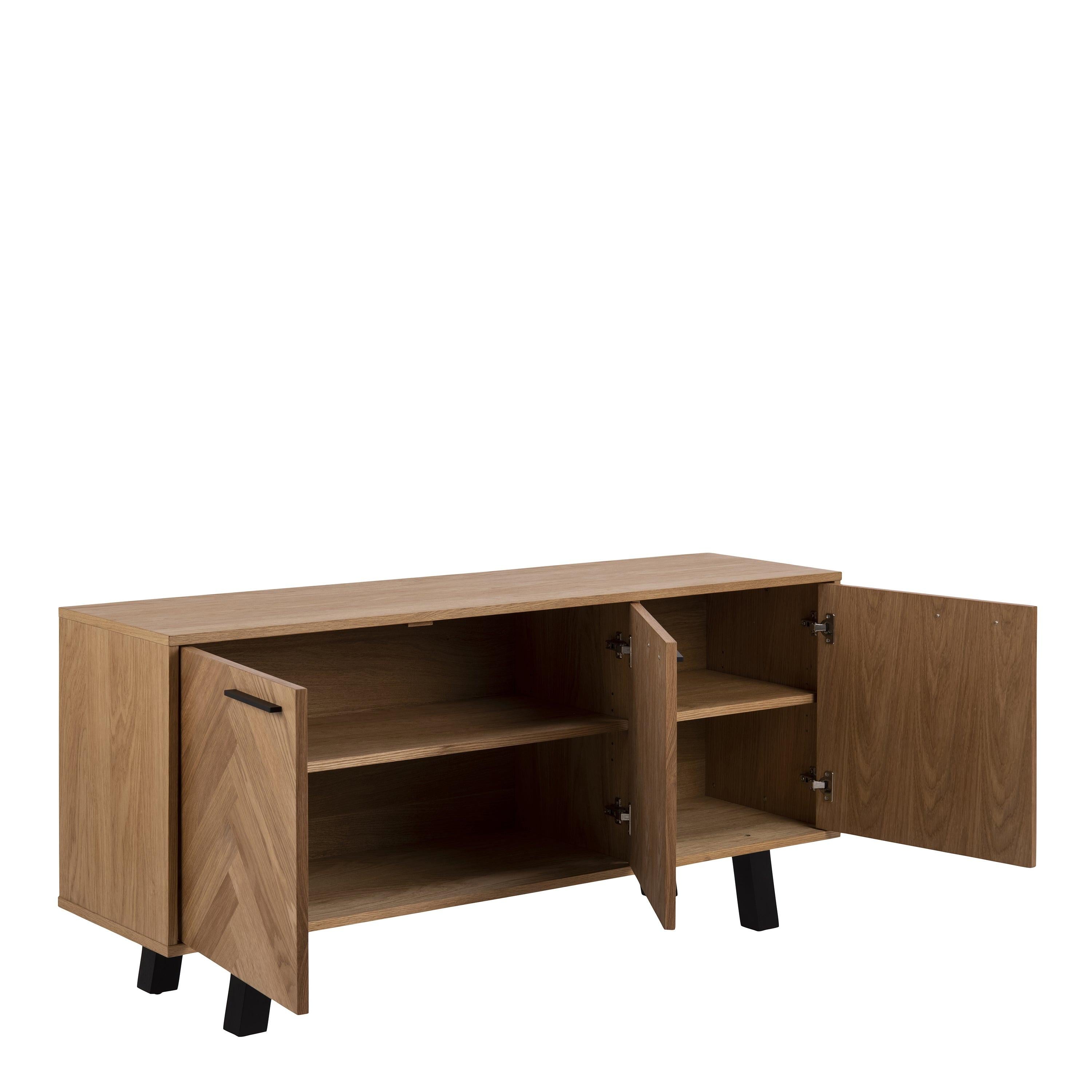 Brighton 3 Door Sideboard in Oak with Herringbone Effect - image 4