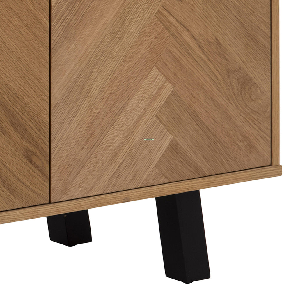 Brighton 3 Door Sideboard in Oak with Herringbone Effect - image 9