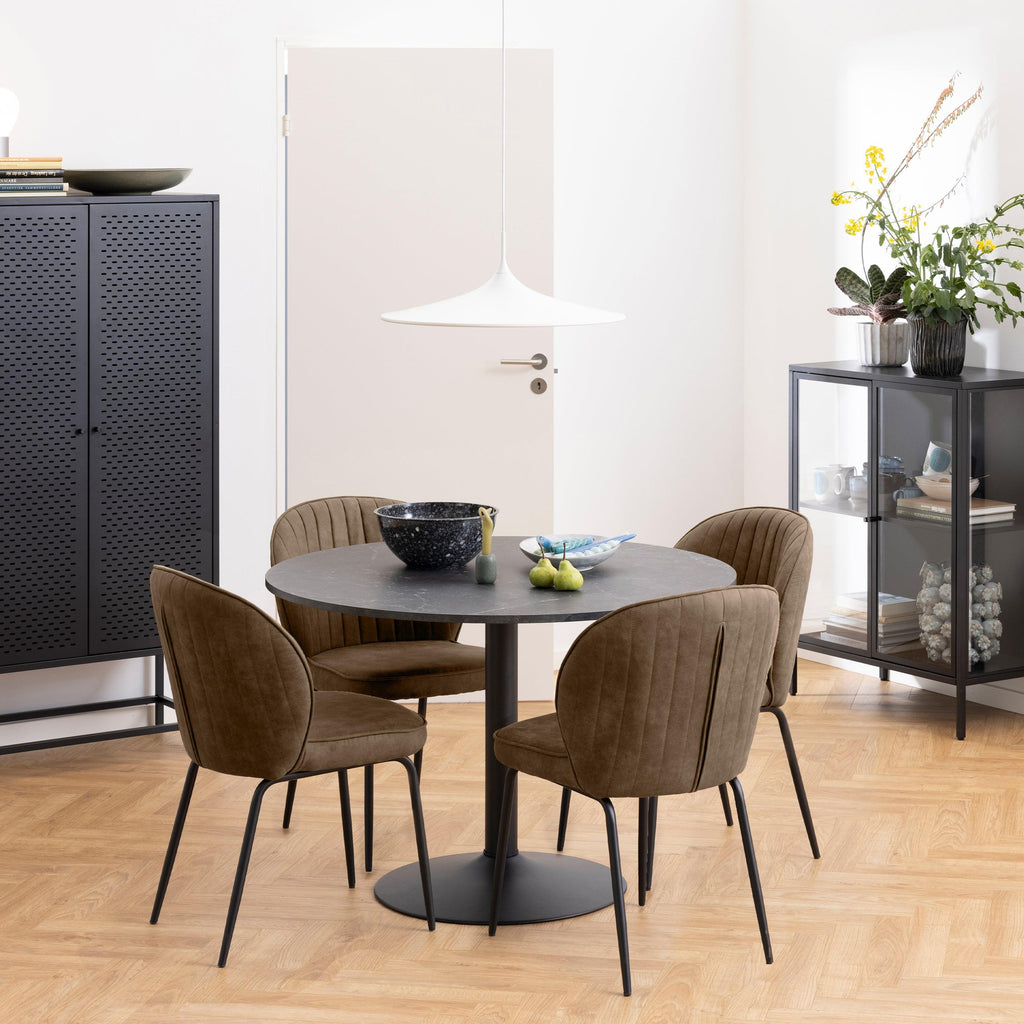 Ibiza Round Dining Table with Black Top and Matt Black Base - image 2