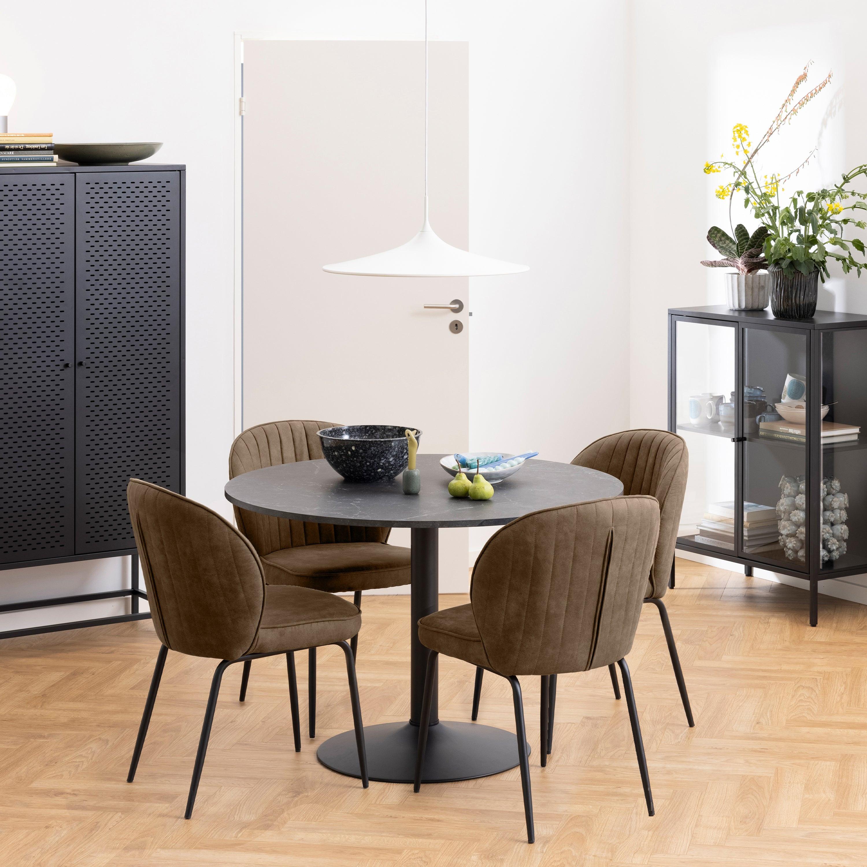 Ibiza Round Dining Table with Black Top and Matt Black Base - image 2