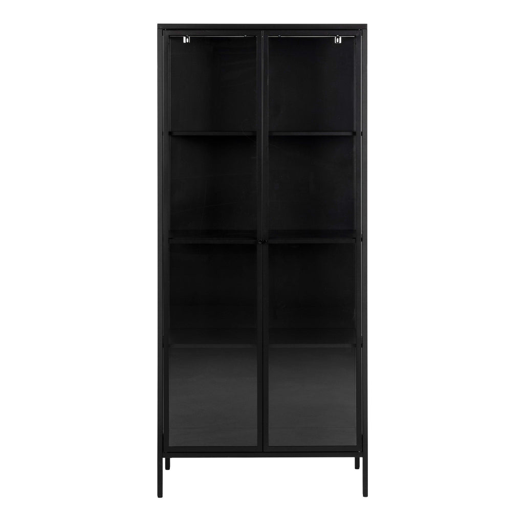 Newcastle Tall 2 Door Display Cabinet in Matt Black - image 2