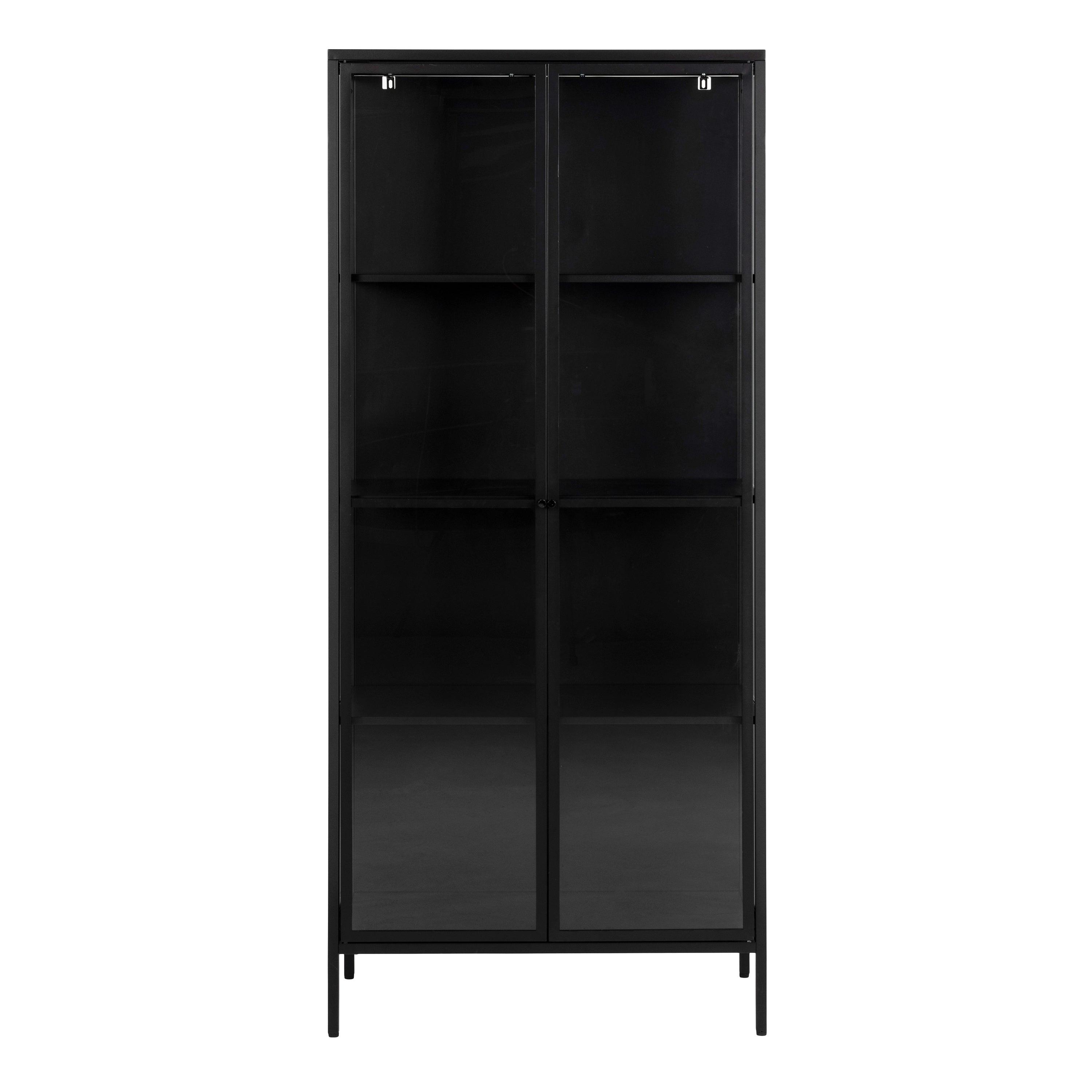 Newcastle Tall 2 Door Display Cabinet in Matt Black - image 2