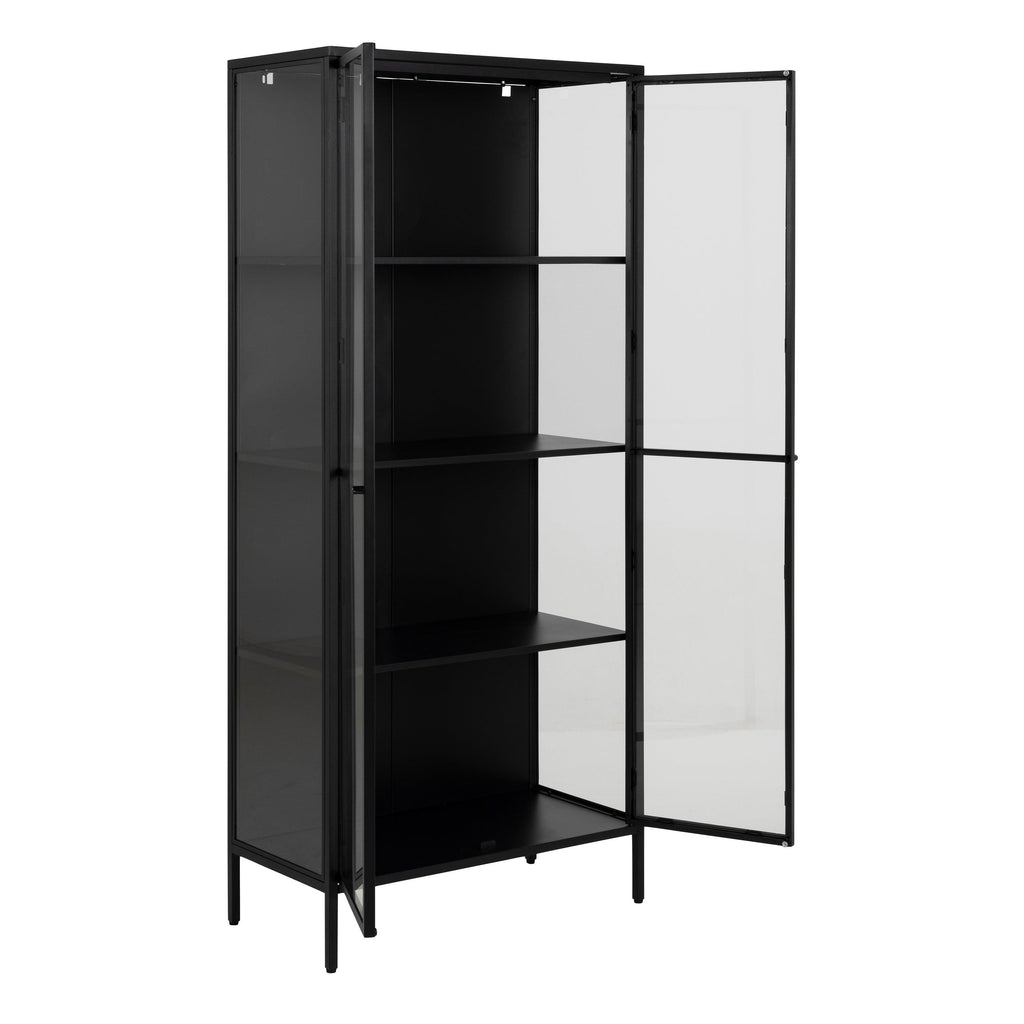 Newcastle Tall 2 Door Display Cabinet in Matt Black - image 4