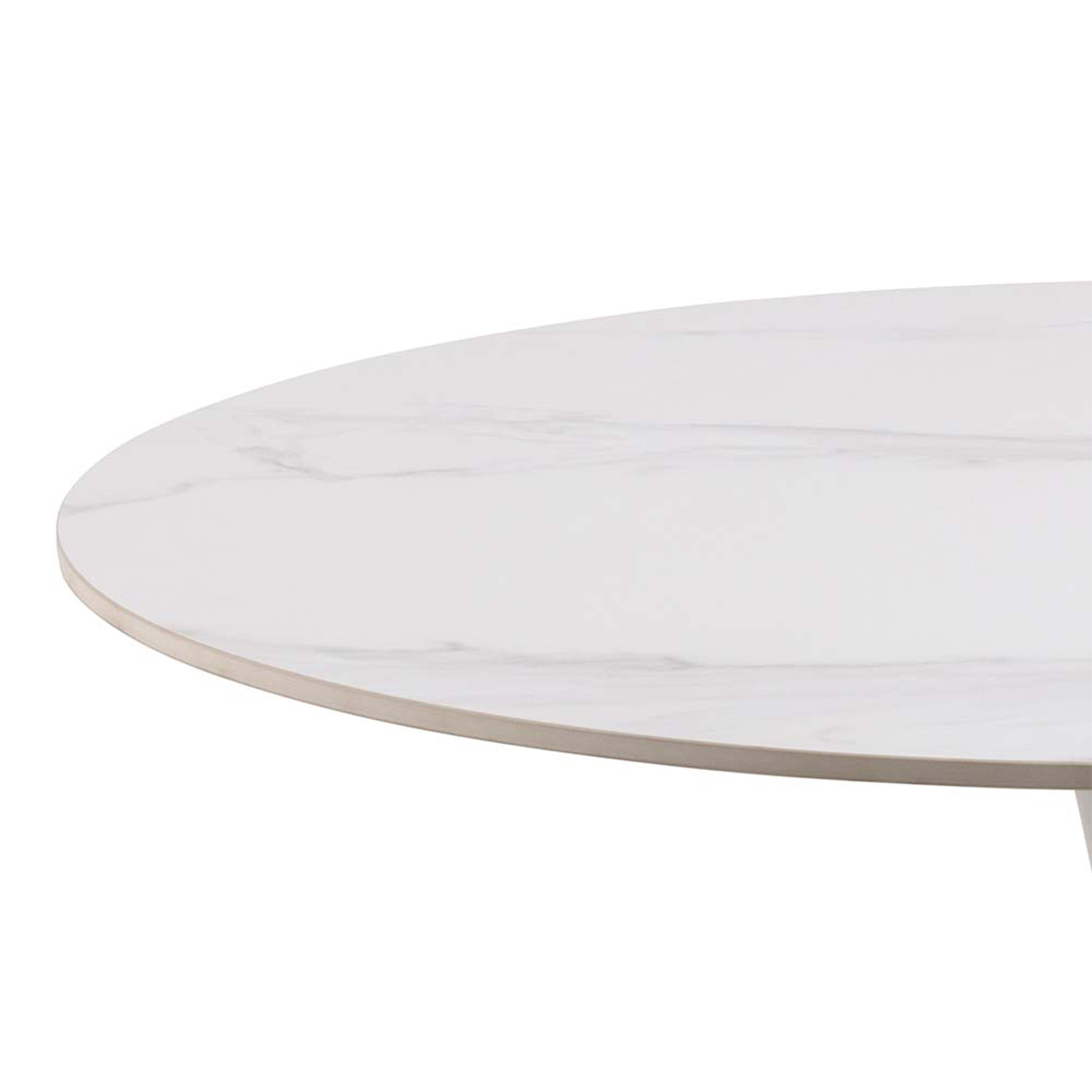 Malta Ceramic Round Dining Table in White 90x75cm - image 4