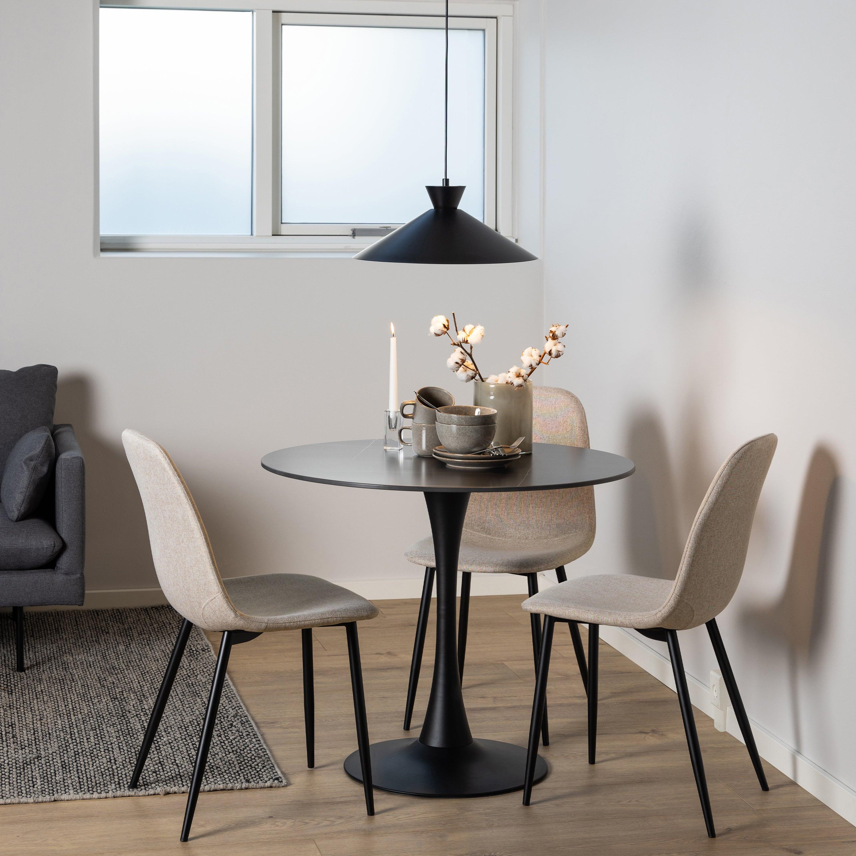 Malta Ceramic Round Dining Table in Black 90x75cm - image 4
