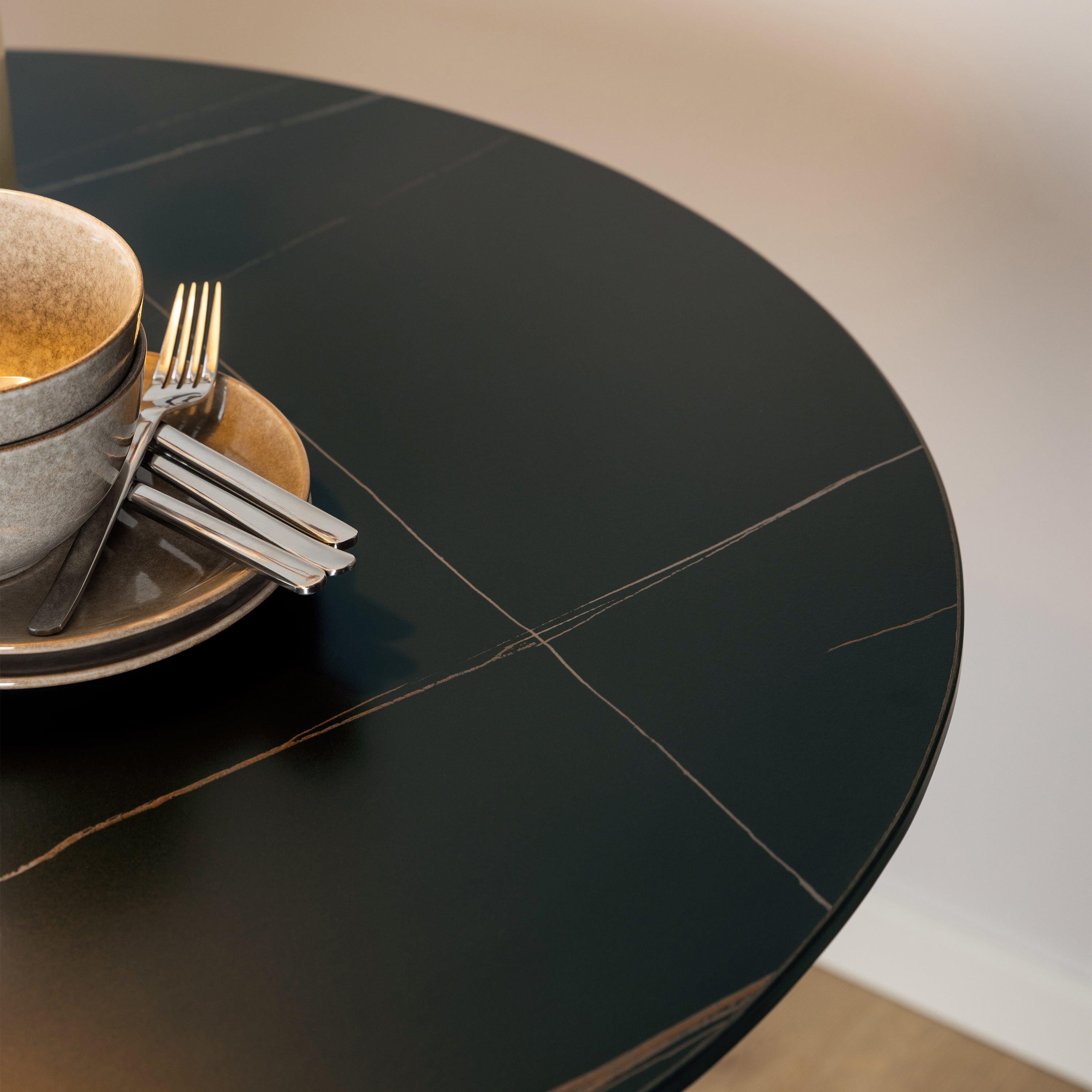 Malta Ceramic Round Dining Table in Black 90x75cm - image 6