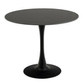 Malta Ceramic Round Dining Table in Black 90cm includes 4 Celia Dining Chairs in Light Grey - image 2