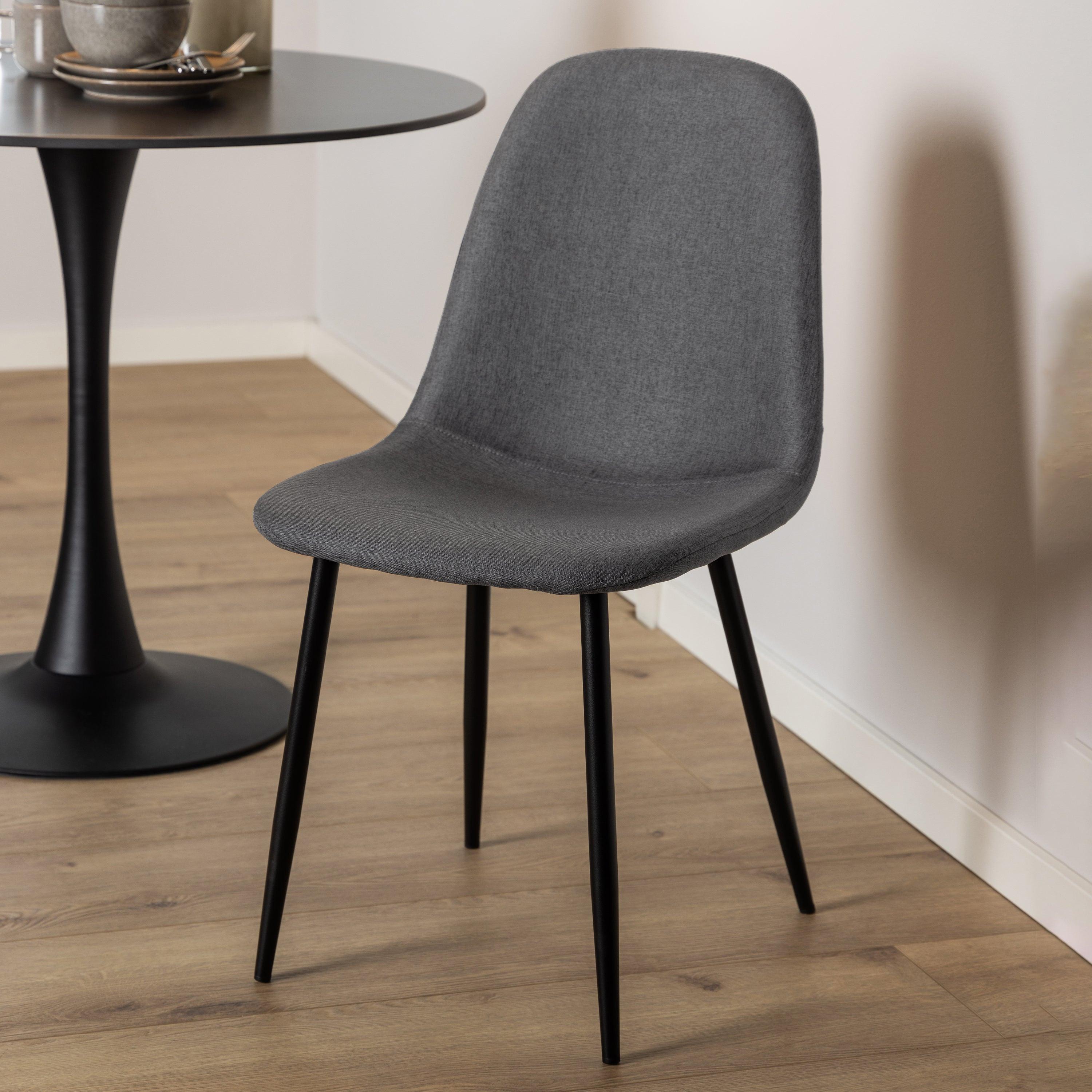 Malta Ceramic Round Dining Table in Black 90cm includes 4 Celia Dining Chairs in Light Grey - image 8