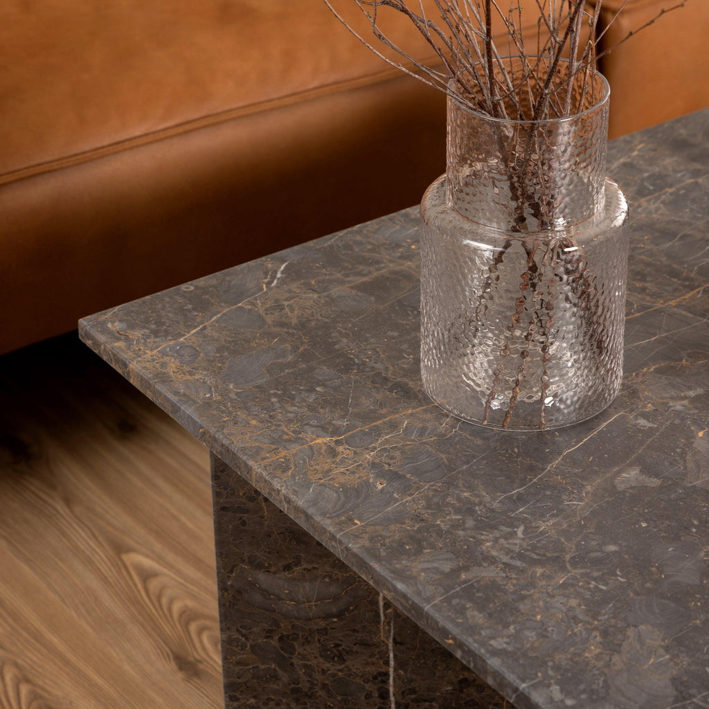 Vega Square Coffee Table with Marron Marble Top 90cm - image 5