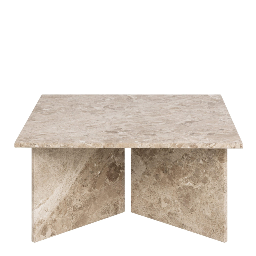 Vega Square Coffee Table with Brown Marble Top 90cm - image 2