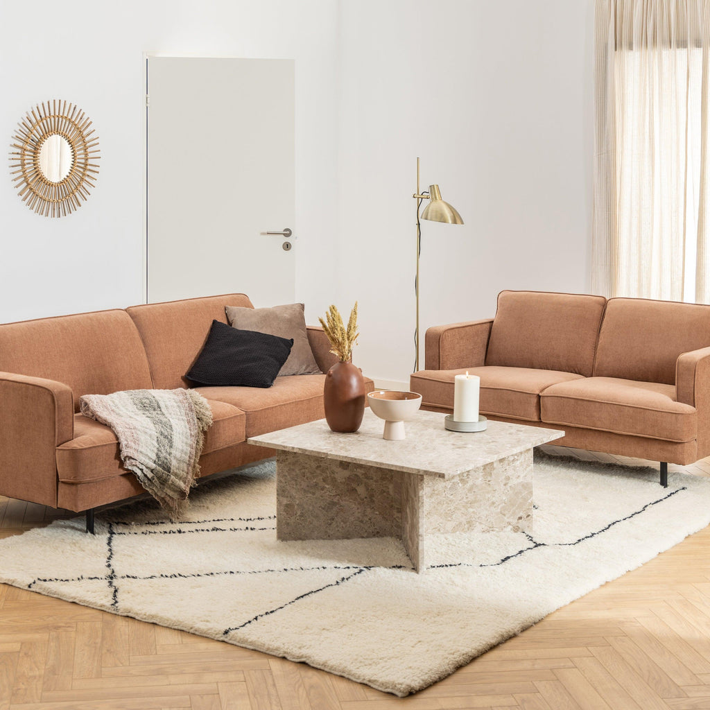 Vega Square Coffee Table with Brown Marble Top 90cm - image 3