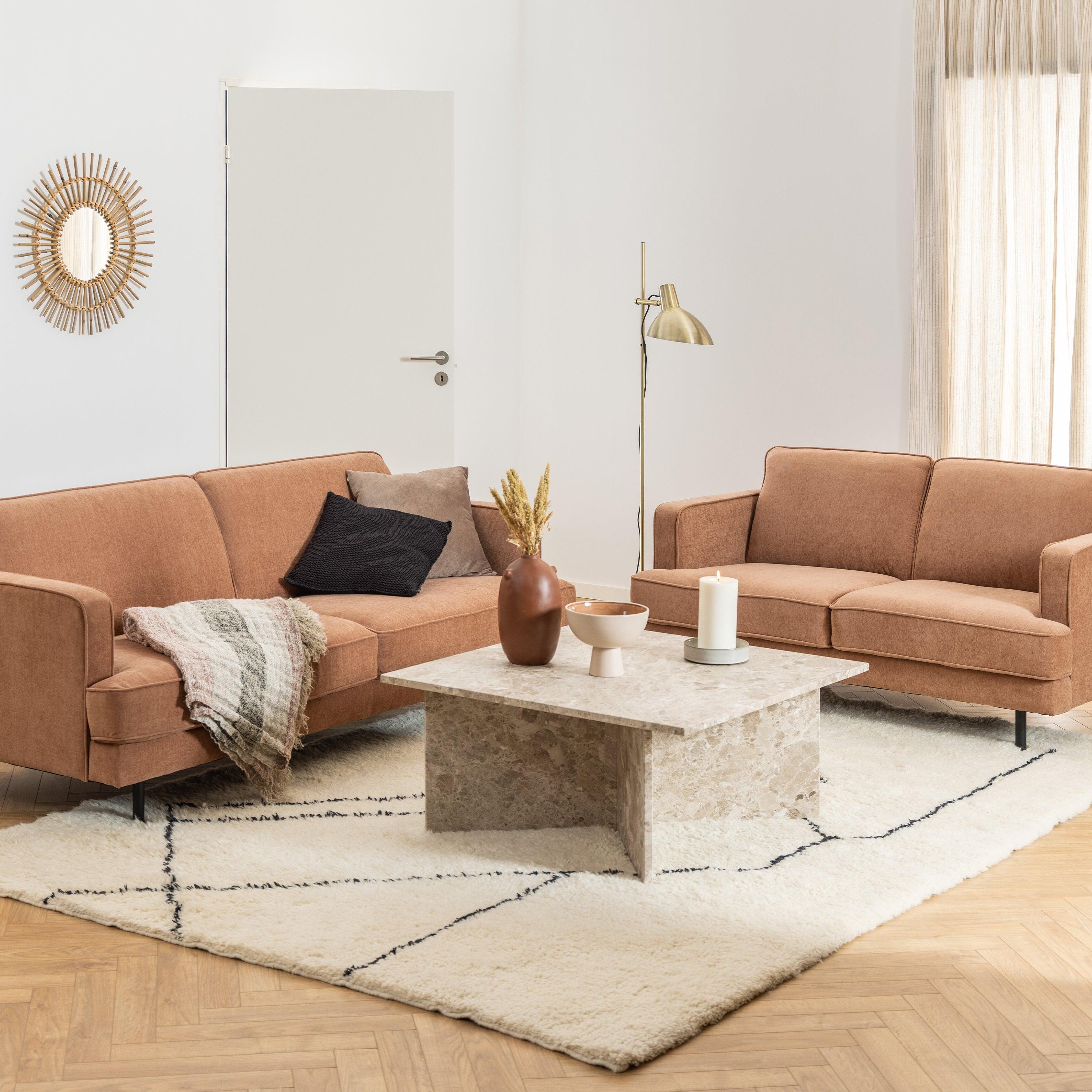 Vega Square Coffee Table with Brown Marble Top 90cm - image 3