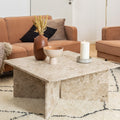 Vega Square Coffee Table with Brown Marble Top 90cm - image 4