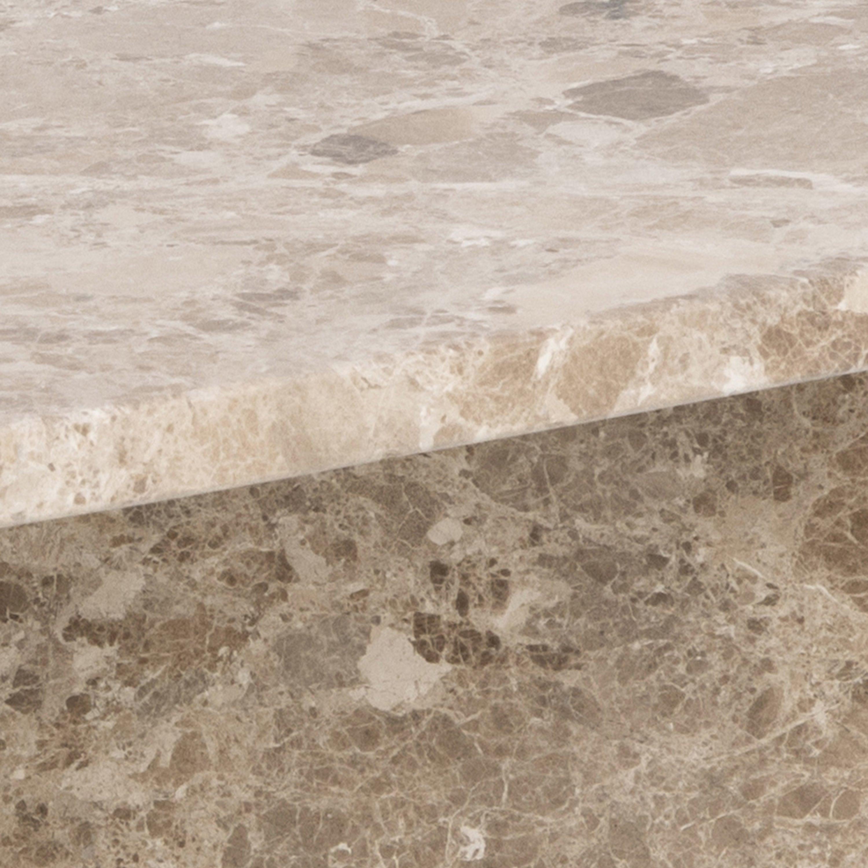 Vega Square Coffee Table with Brown Marble Top 90cm - image 6