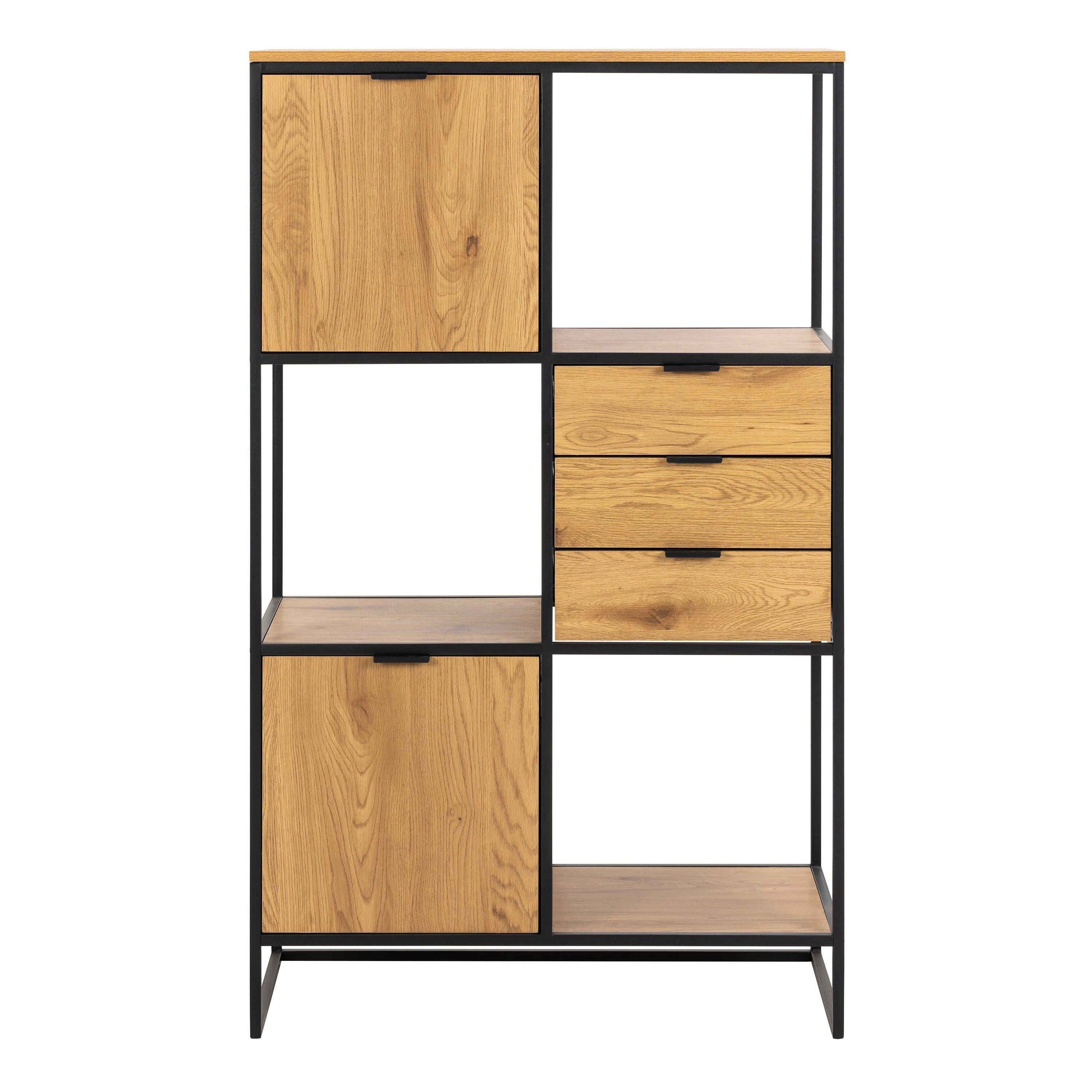 Swindon Bookcase with 2 Doors, 3 Drawers and 1 Shelves in Black - image 2